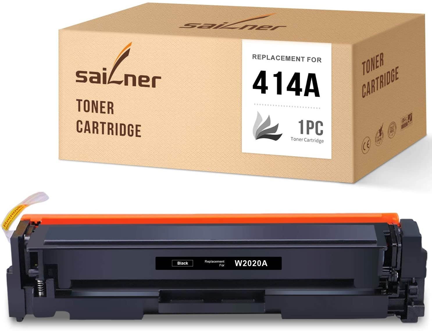 SAILNER NO CHIP Compatible Toner Cartridge Replacement for HP 414A W2020A use with Color Laserjet Pro MFP M454dw M479fdn M479fdw M454dn M479dw (Black, 1 Pack)