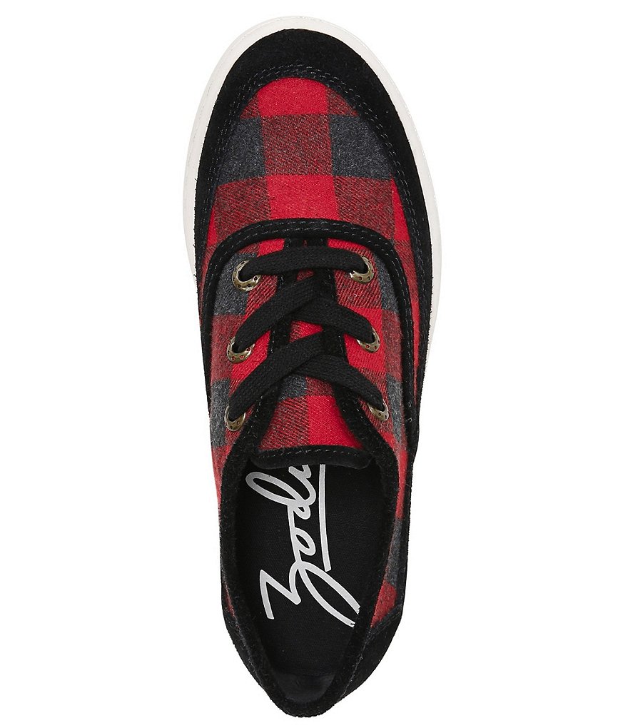 Zodiac Cheezburger Plaid Fabric Lace-Up Sneakers
