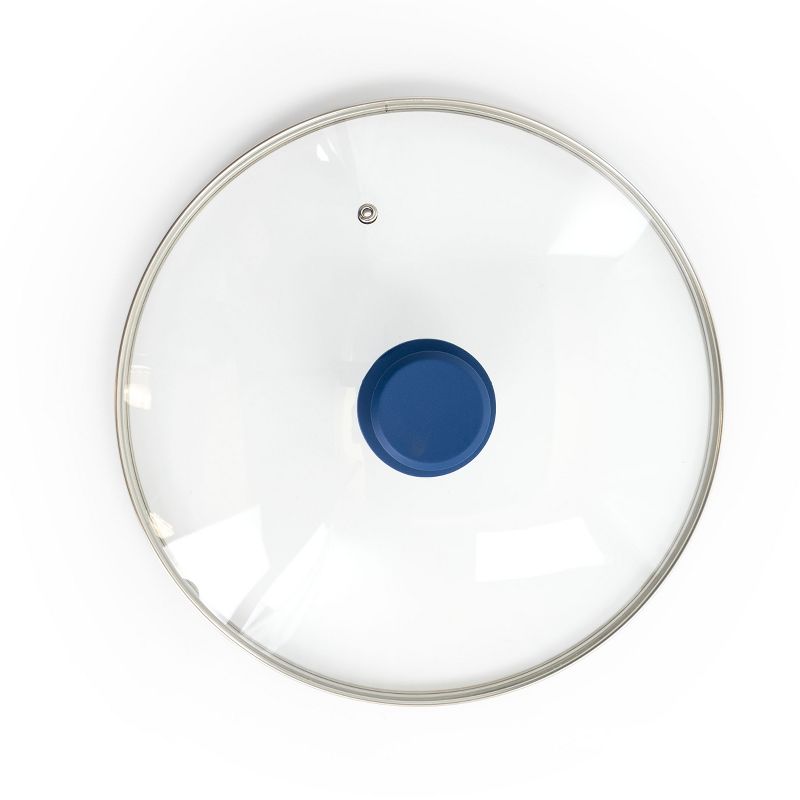 Gibson Home Charmont 5 Quart Nonstick Aluminum Saute Pan with Lid in Yale Blue