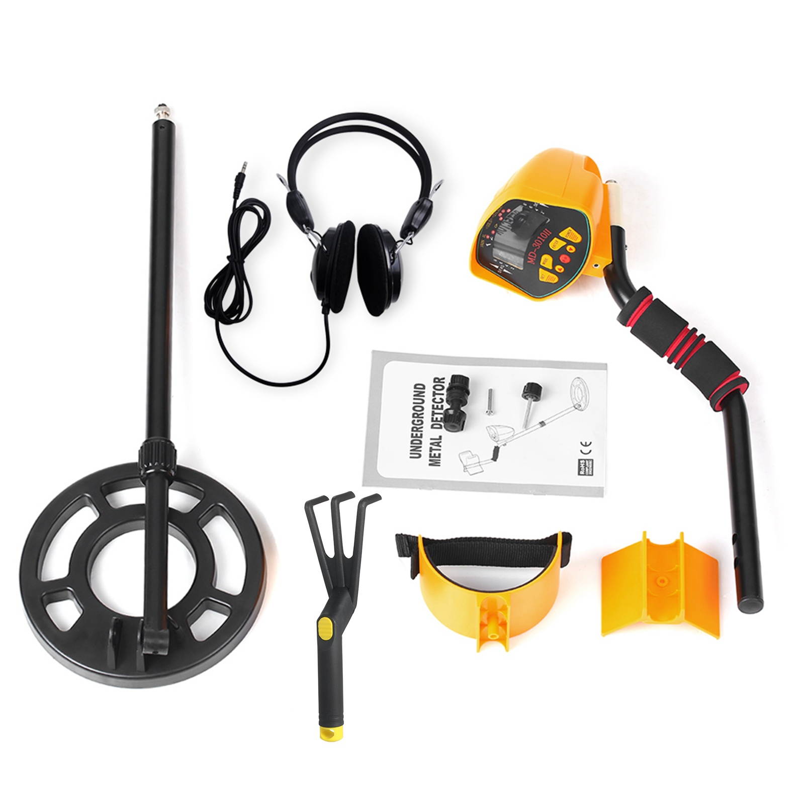 High Sensitivity High Performance Metal Detector MD3010II Underground Metal Detector Gold Digger Treasure Hunter Metal Finder Treasures Seeking Tool + Earphone + Rake