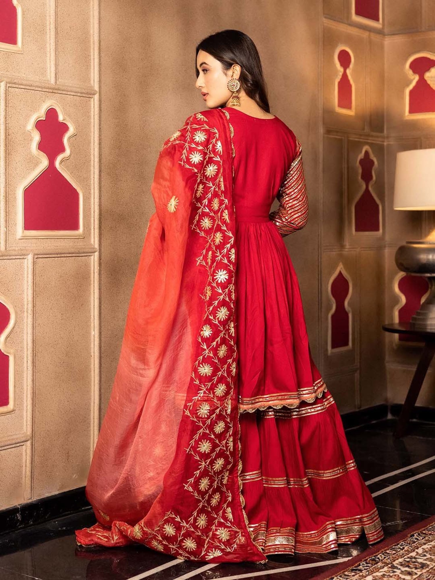 AACHHO Red Anya Gotapatti Sharara Set