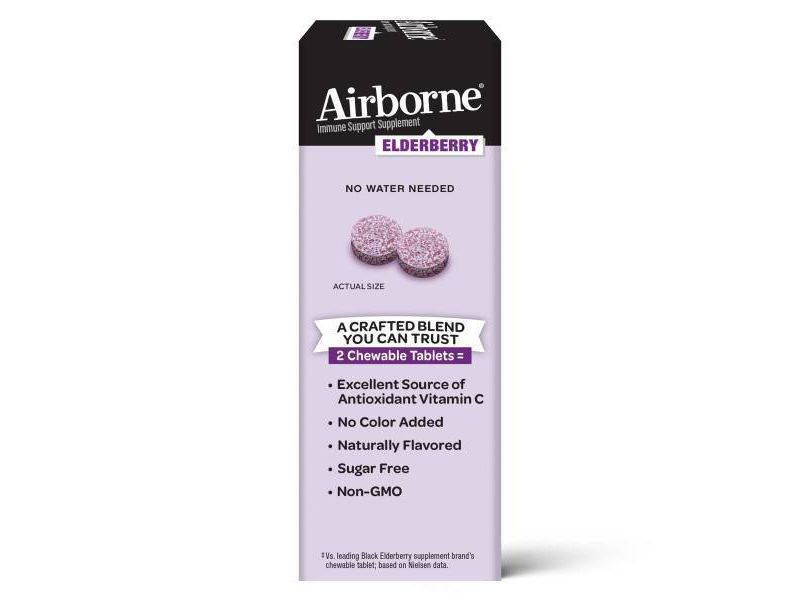 Airborne Chewable Tablets with Vitamin C & Vitamin D - Elderberry - 32ct
