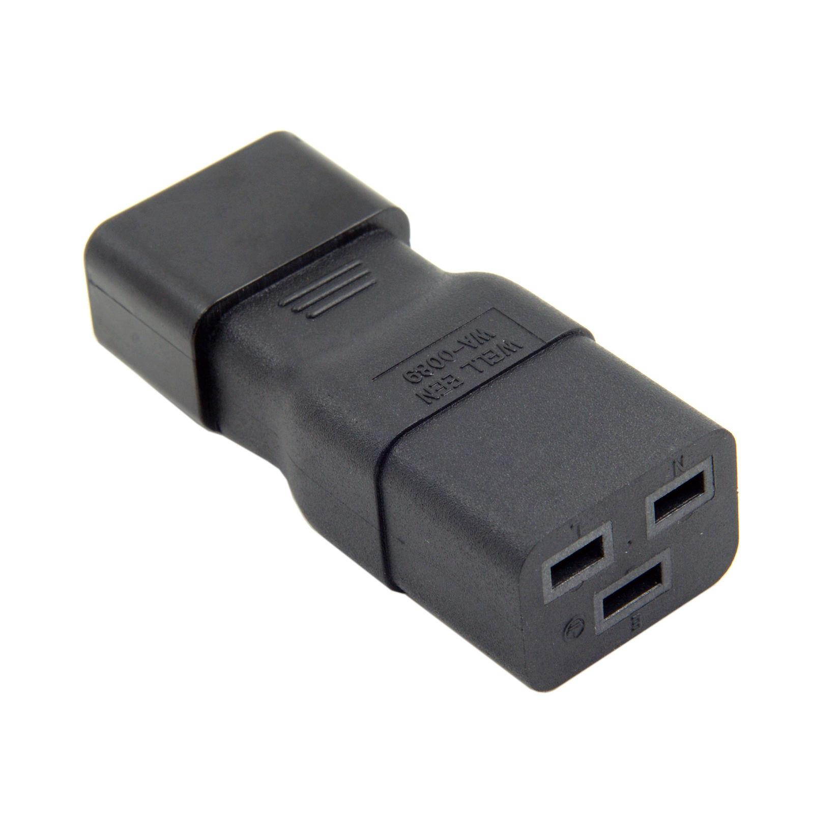 IEC320 Connector C14 to C19 Power Mains Extension Adapter Male to Female for PDU UPS PSU