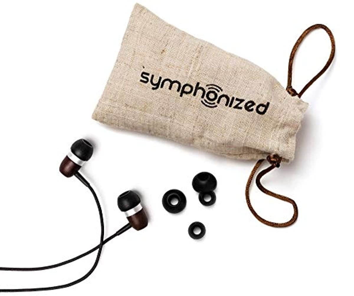 Symphonized GLXY Premium Genuine Wood in-Ear Noise-isolating Headphones with Mic and Nylon Cable (Ebony)