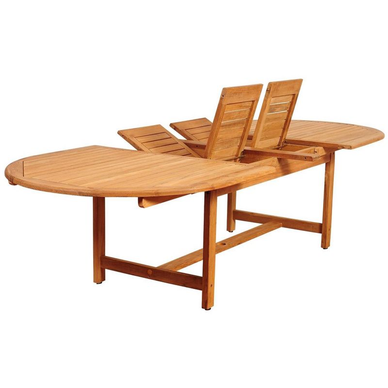 Ocean Grove 9pc Patio Teak Wood Wicker Double-Extendable Oval Dining Set - International Home Miami