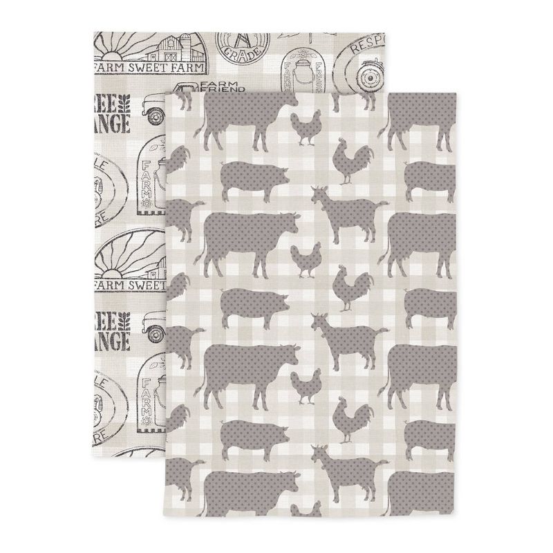2pk Cotton Designer Vintage Farm Kitchen Towels - MU Kitchen