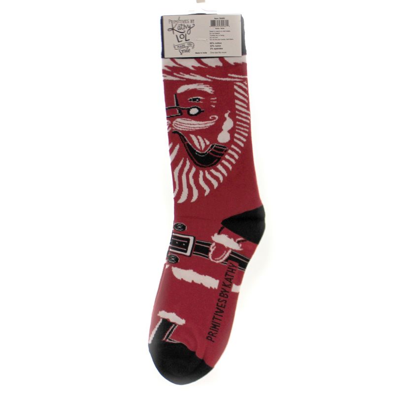 Novelty Socks 14.0" Santa Socks Lol Make You Smile Primitives By Kathy  -  Socks