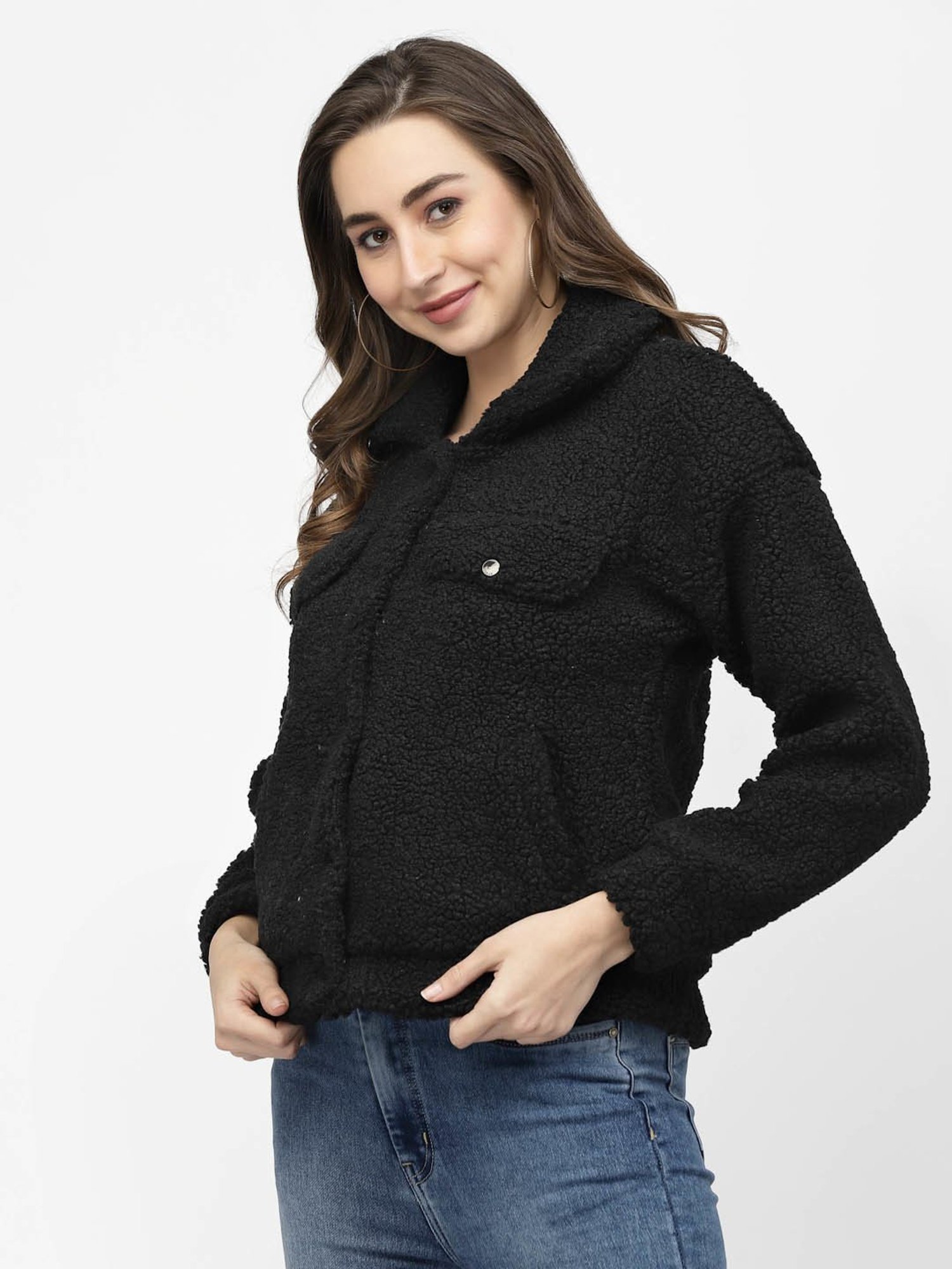 Juelle Black Front-Open Sweatshirt