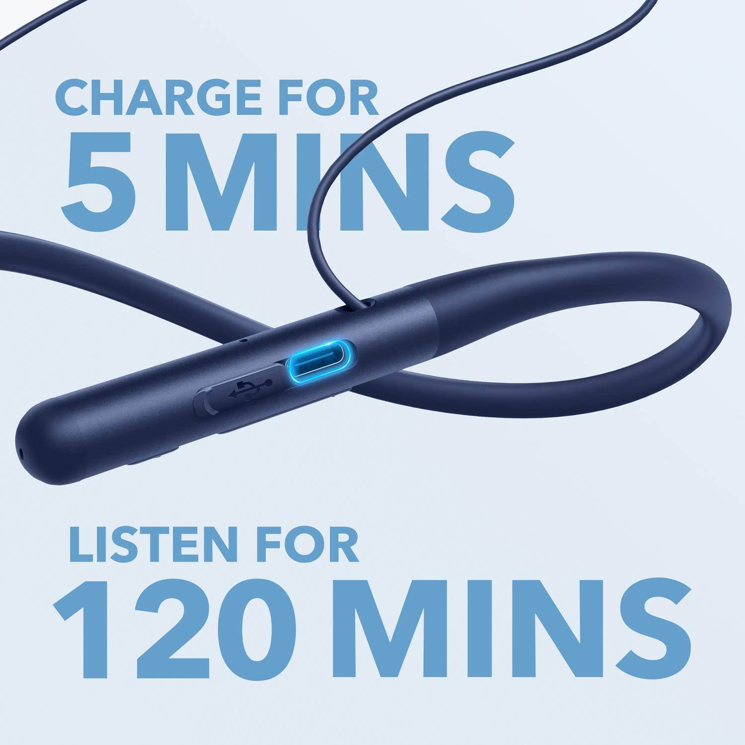 Anker Soundcore Life U2 Bluetooth Neckband Headphones with 24 H Playtime, 10 mm Drivers, Crystal-Clear Calls with CVC 8.0 Noise Cancelling Mic, USB-C Fast Charging, Foldable & Lightweight Build