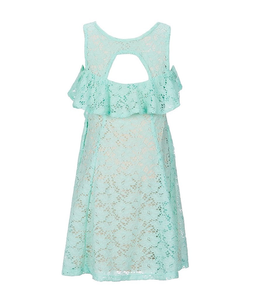 Bonnie Jean Big Girls 7-16 Cold-Shoulder Ruffle-Trim Lace Sheath Dress