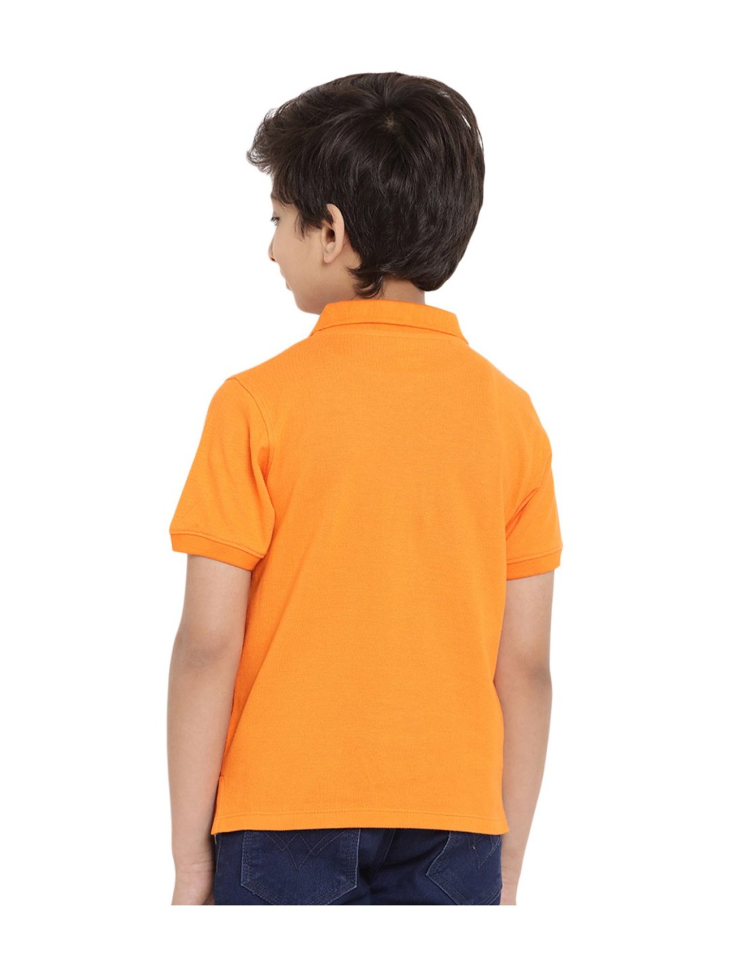 Berrytree Organic Kids Orange Cotton Sister Bear Polo T-Shirt
