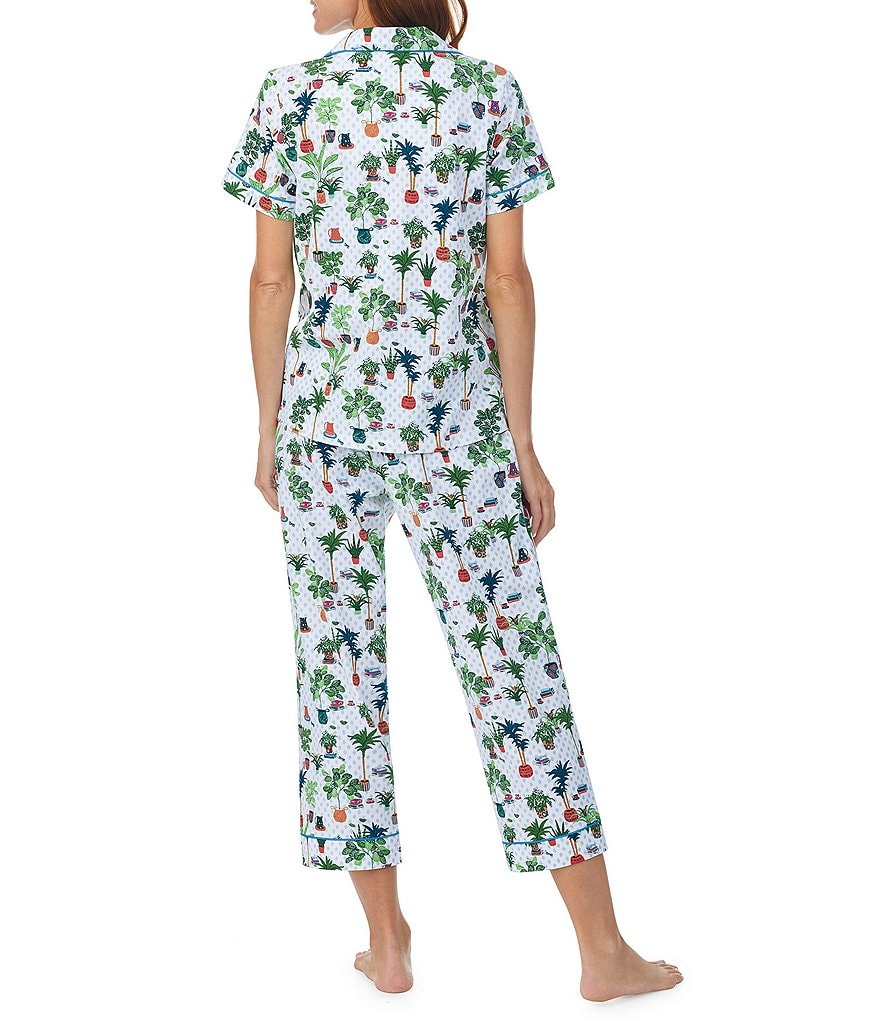 BedHead Pajamas Indoorsy Printed Jersey Knit Short Sleeve Cropped Coordinating Pajama Set