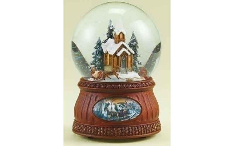 Roman 6.5" Animated and Musical Church with Sleigh Ride Christmas Glitterdome
