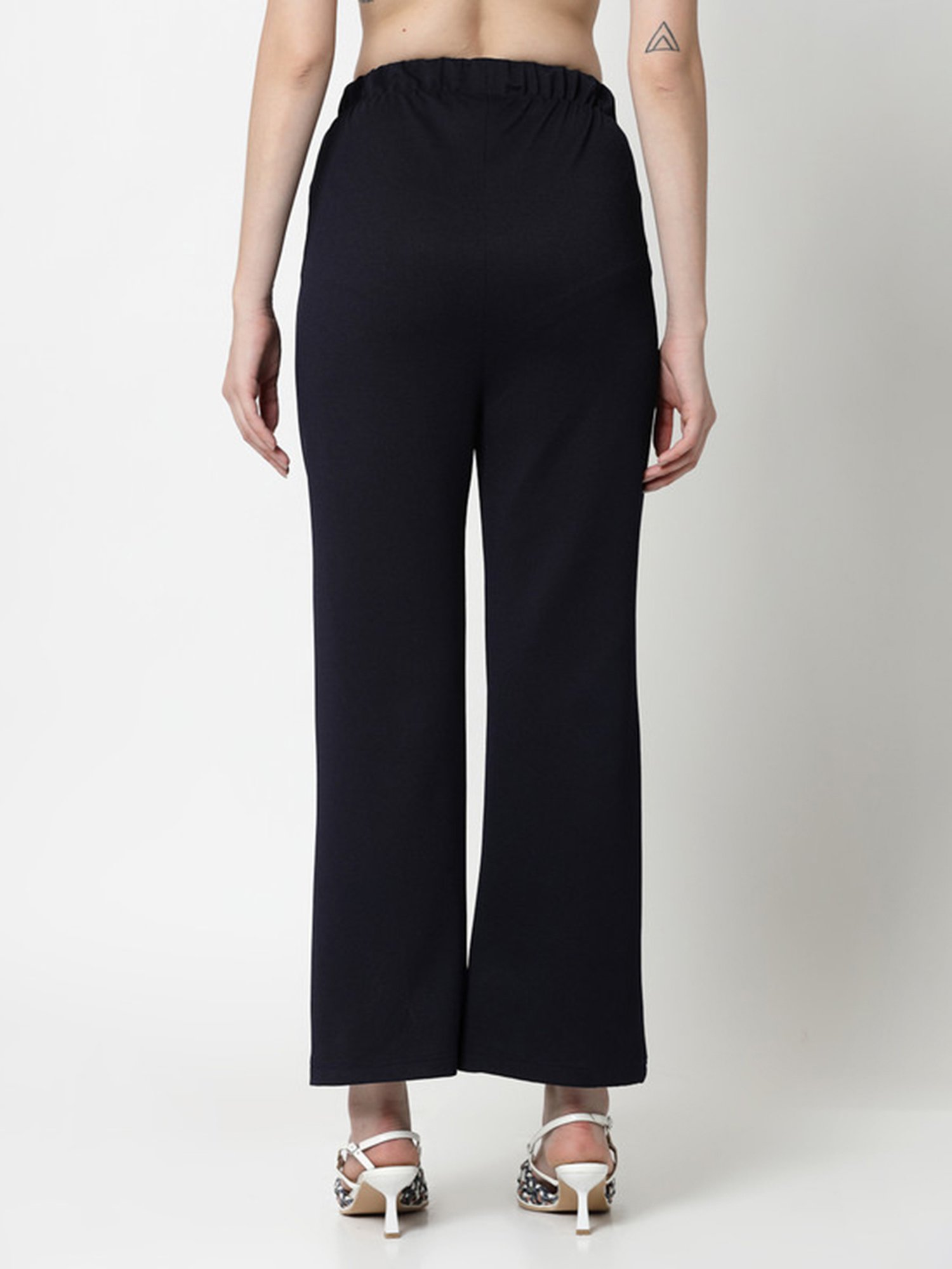 Office & You Navy Regular Fit Mid Rise Trousers