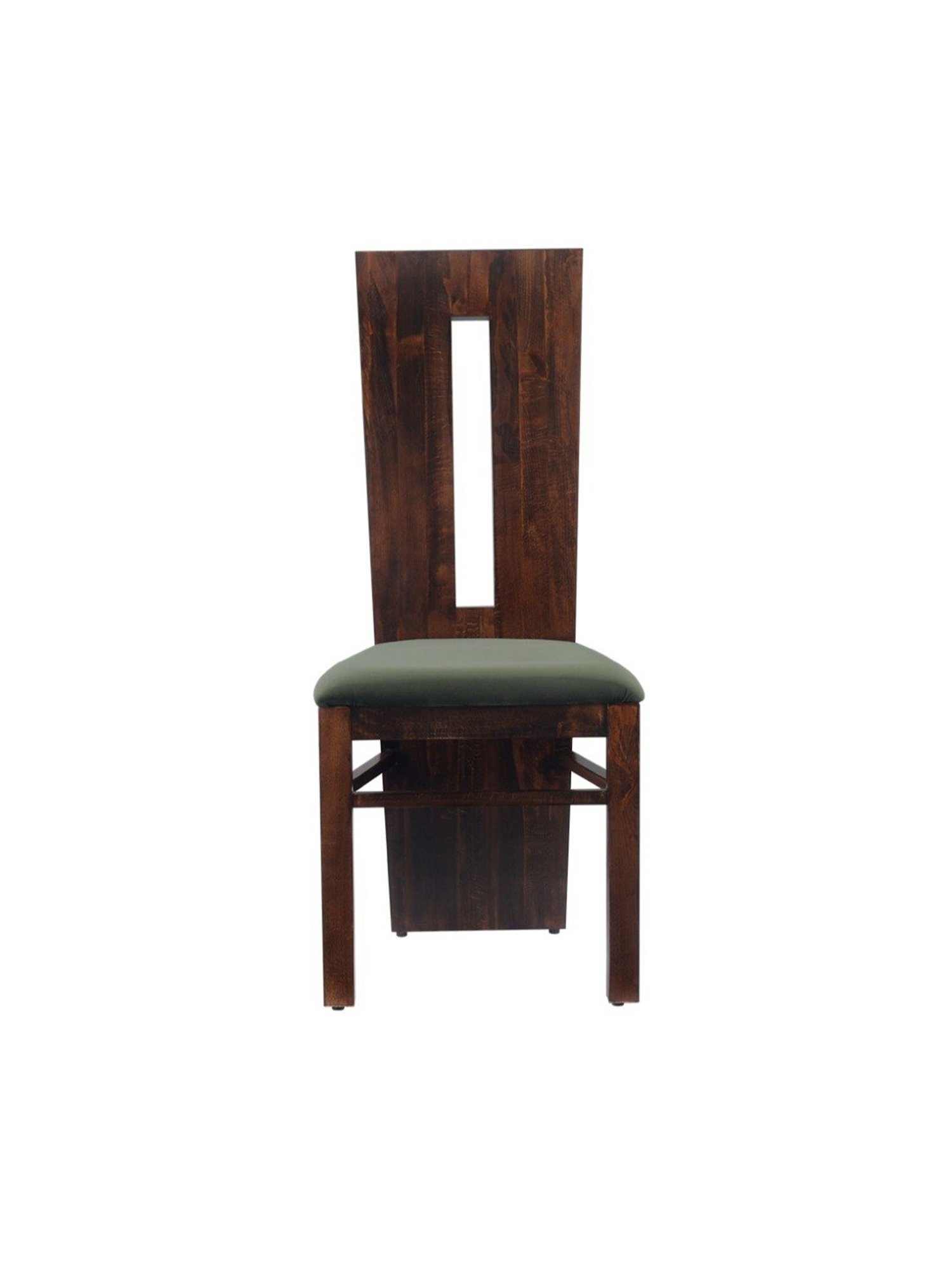 Durian Eva Brown & Olive Green Solid Wood & Fabric Dining Chair in Walnut Finish