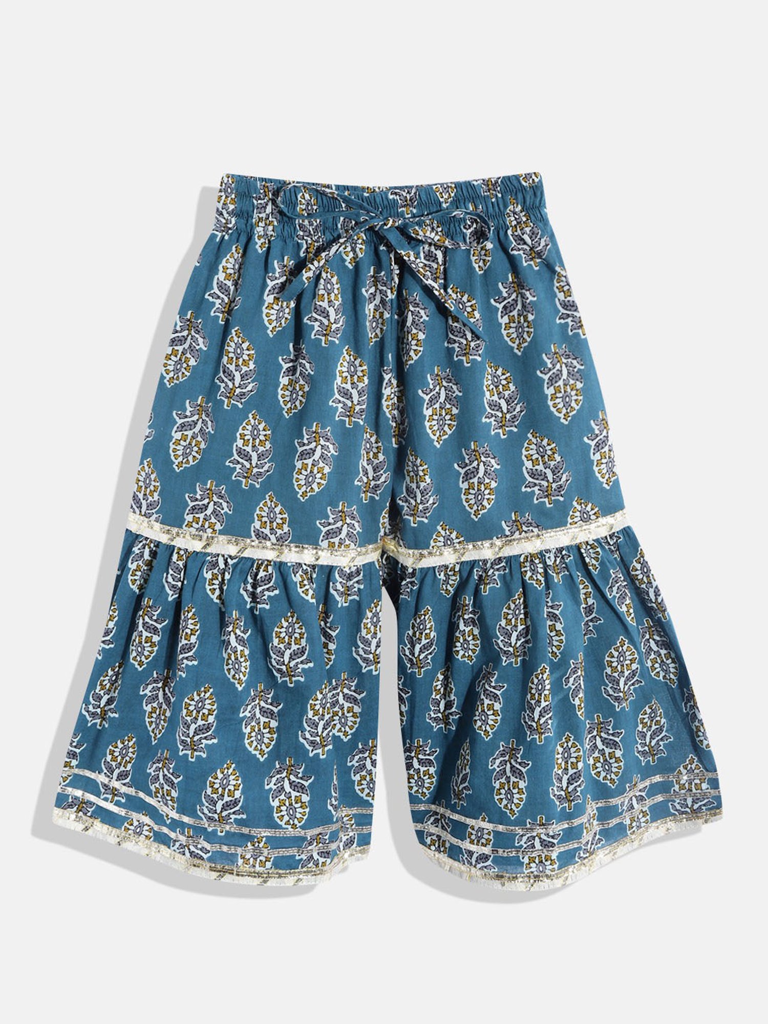 READIPRINT FASHIONS Kids Blue Floral Print Top with Sharara