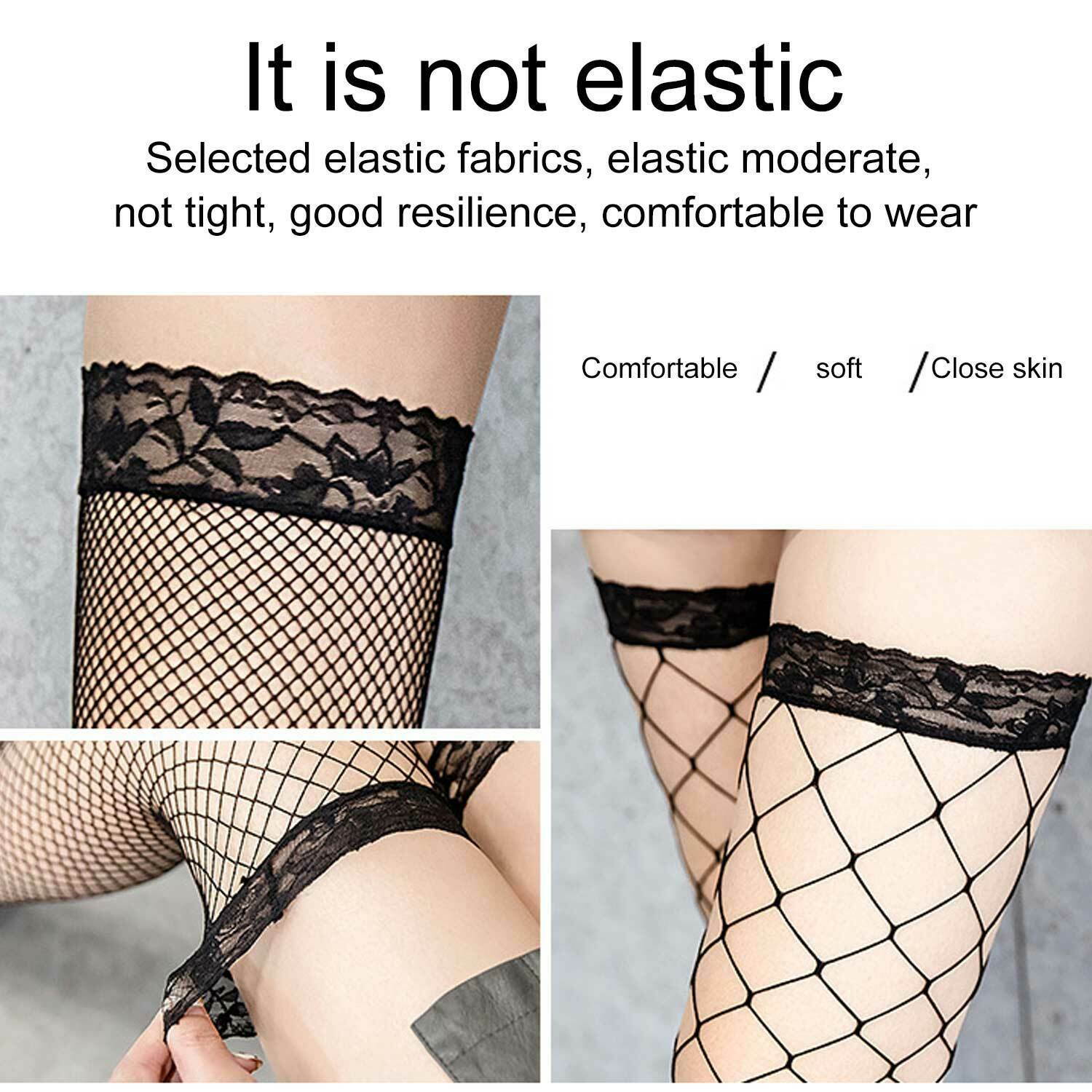 3-PACK Mesh Lace Sheer Top Thigh-High Stockings Fashion Womens Pantyhose Socks