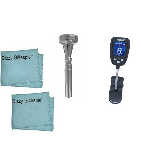 Dizzy Gillespie Elite Series Trumpet Mouthpiece Pack w/Dizzy Gillespie Trumpet Cleaning Cloth 2 Pk+ Meisel COM-90 Gooseneck Clip-On Tuner