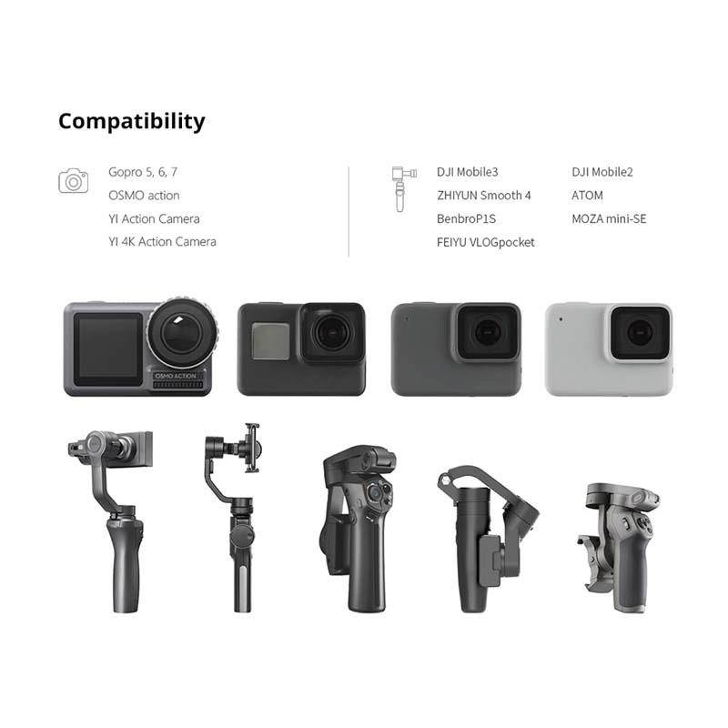 PGYTECH ACTION Camera Adapter+ for DJI osmo Mobile 3 Gimbal Adapter  for Gopro Hero7 6 5 Osmo Action smooth 4 Gimbal Accessories