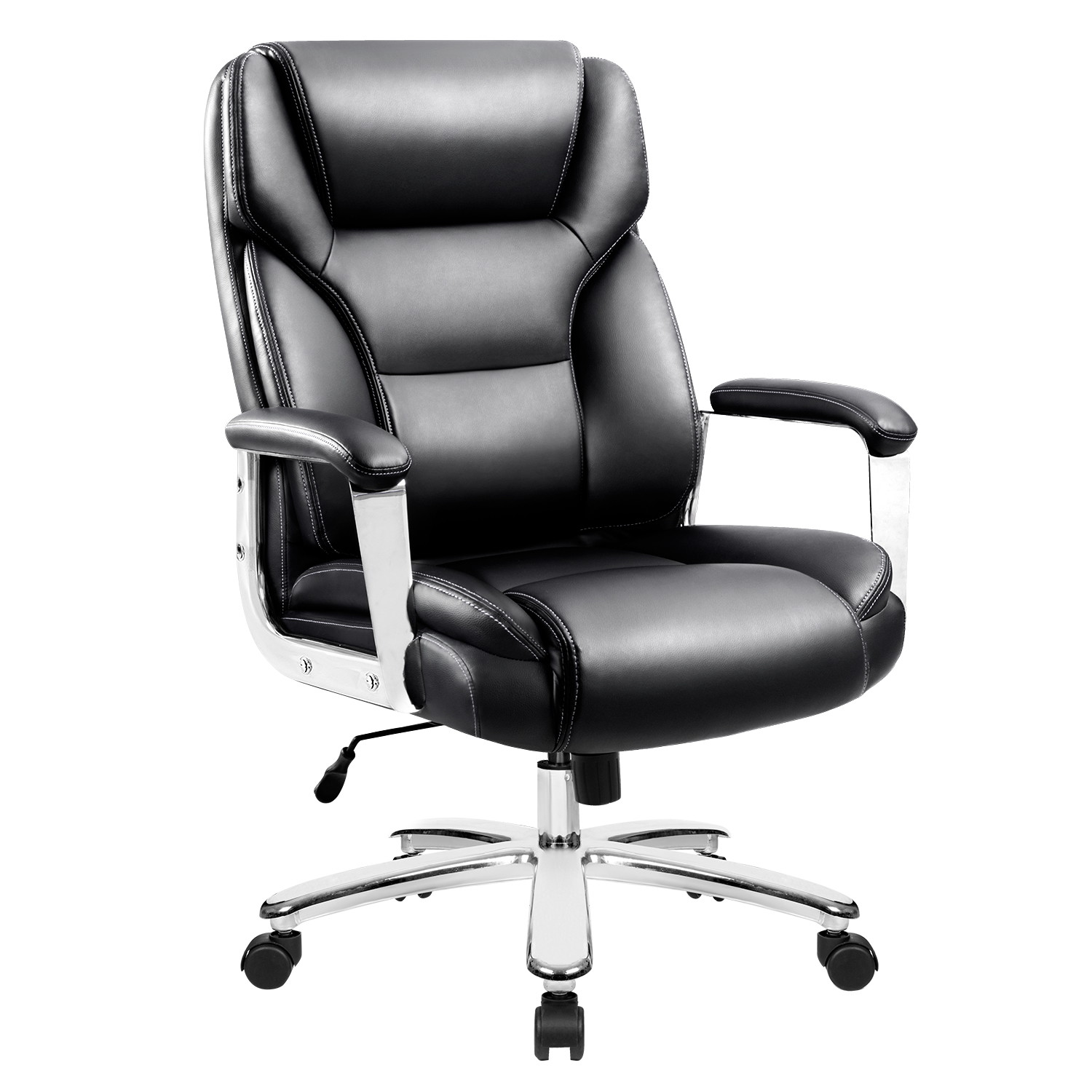 Homall Big and Tall Office Desk High Back Executive Computer Task Swivel Adjustable Leather Ergonomic Chair with Lumbar Support (Black)