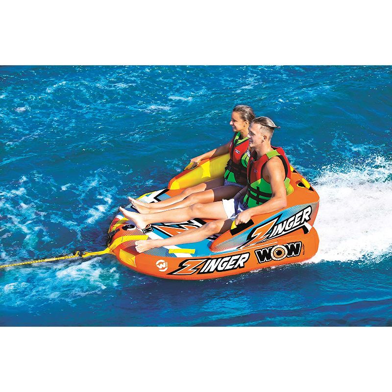 WOW Watersports Zinger Comfortable Towable 2 Person Boating Lake Water Sports Inflatable Deck Tube