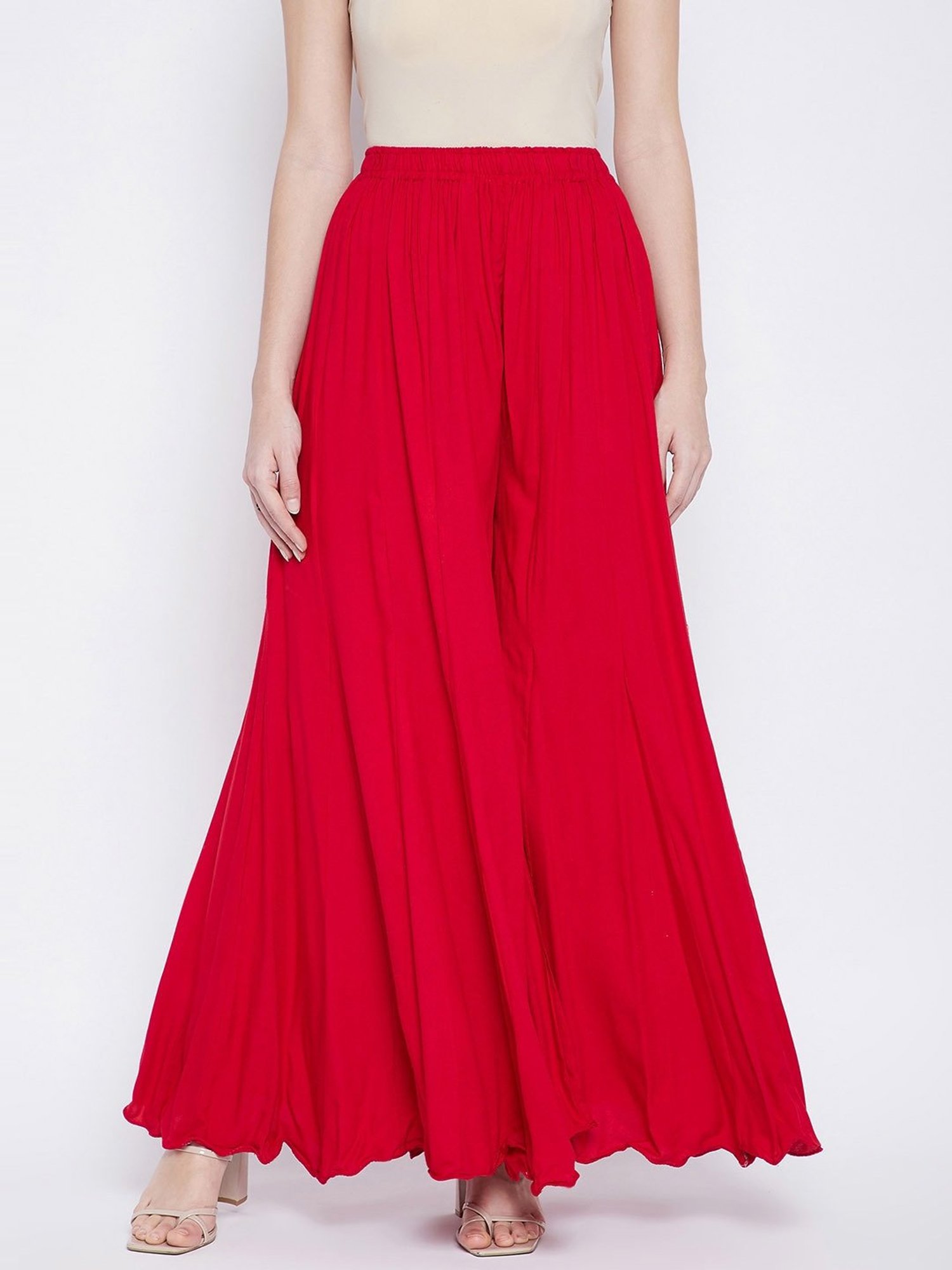 Castle Red Regular Fit Palazzos