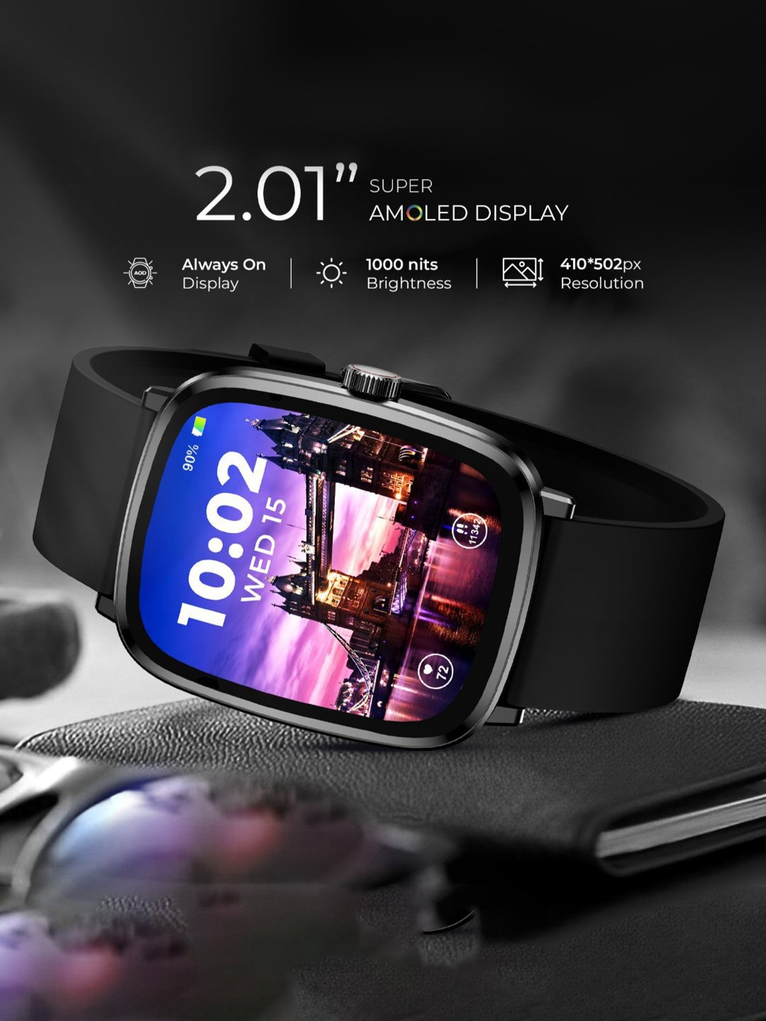 beatXP Unbound Era BT Calling Smartwatch with 2.01 inch Super AMOLED Display (Black)