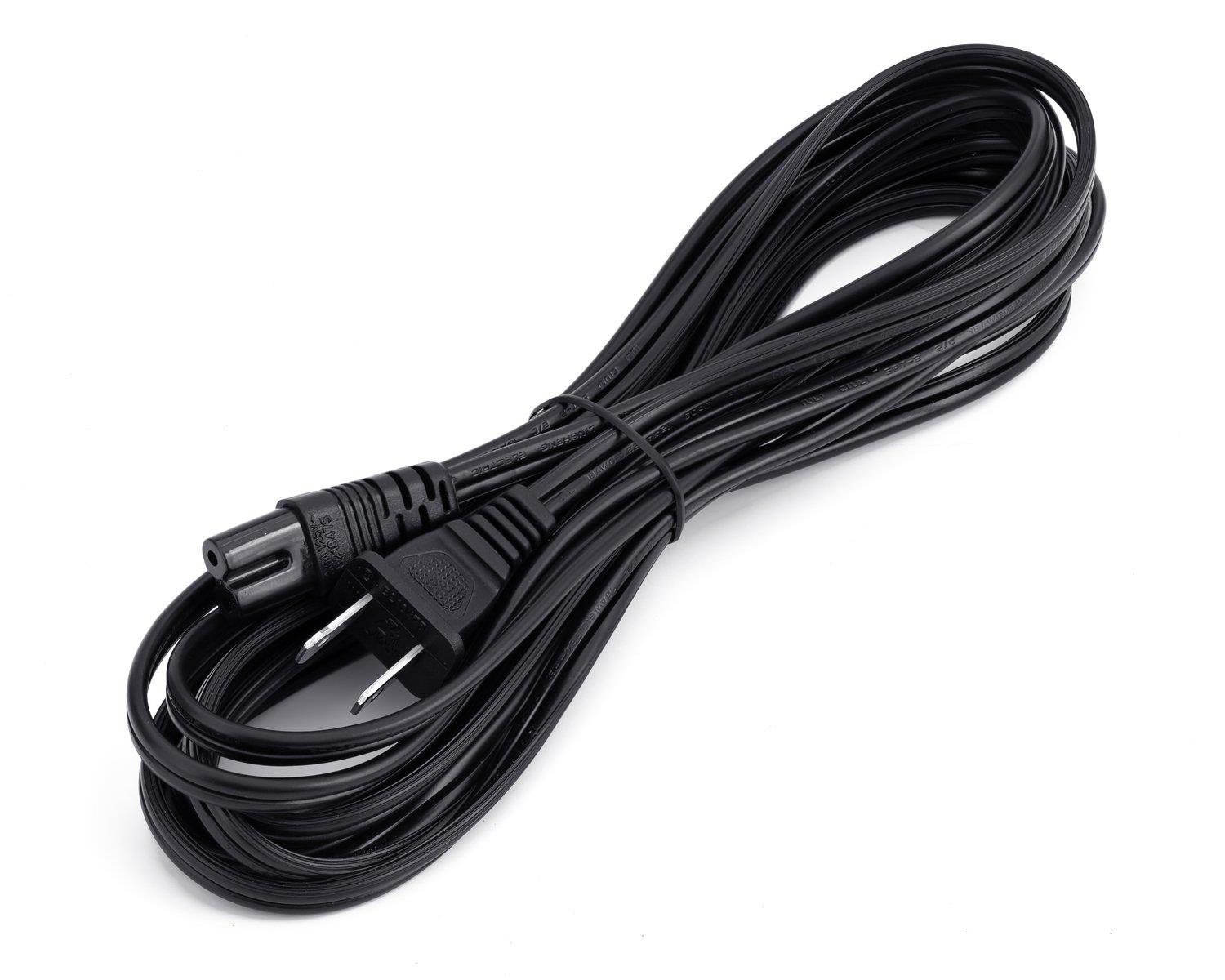 Aurum Cables UL Approved 15 Feet Slot Power Cord ,2 Prong Figure 8 Power Cord Non Polarized Power Cable NEMA 1-15P to IEC C7