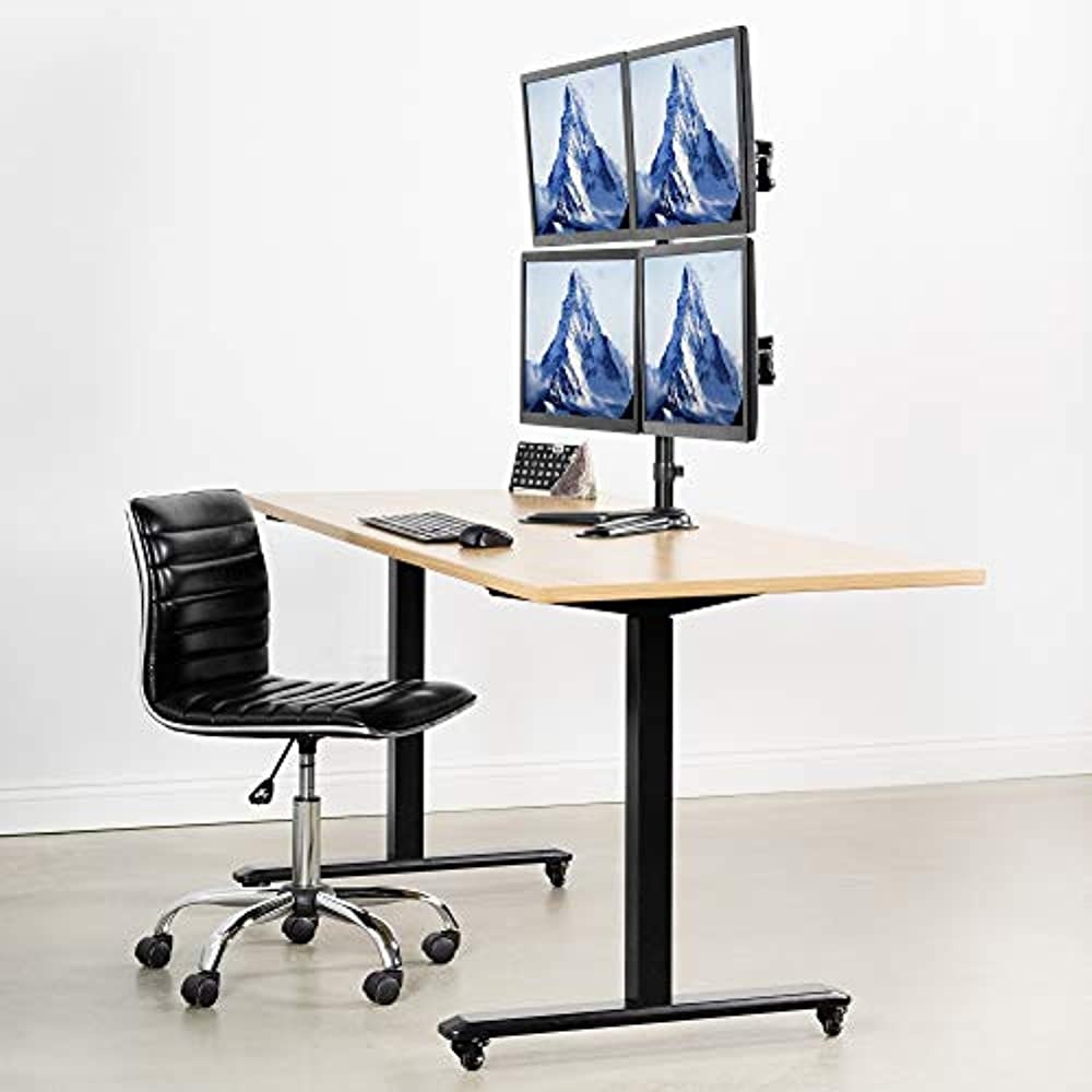 VIVO Aluminum Freestanding Quad LCD Monitor Mount Fully Adjustable Desk Stand for 4 Screens 17" to 32" (STAND-V104Z)