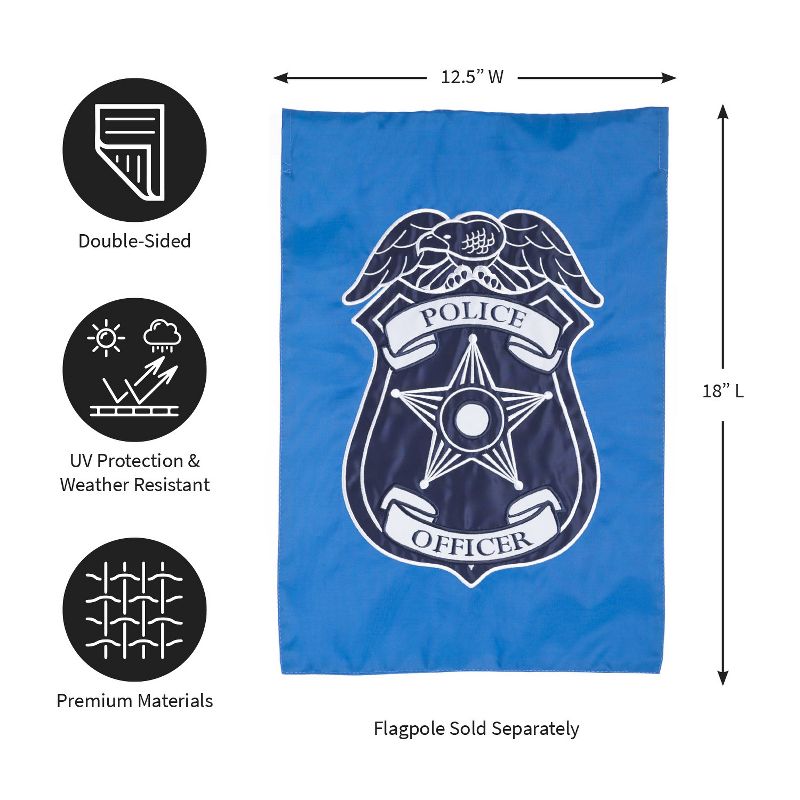 Evergreen Police Department Applique Garden Flag, 12.5 x 18 inches