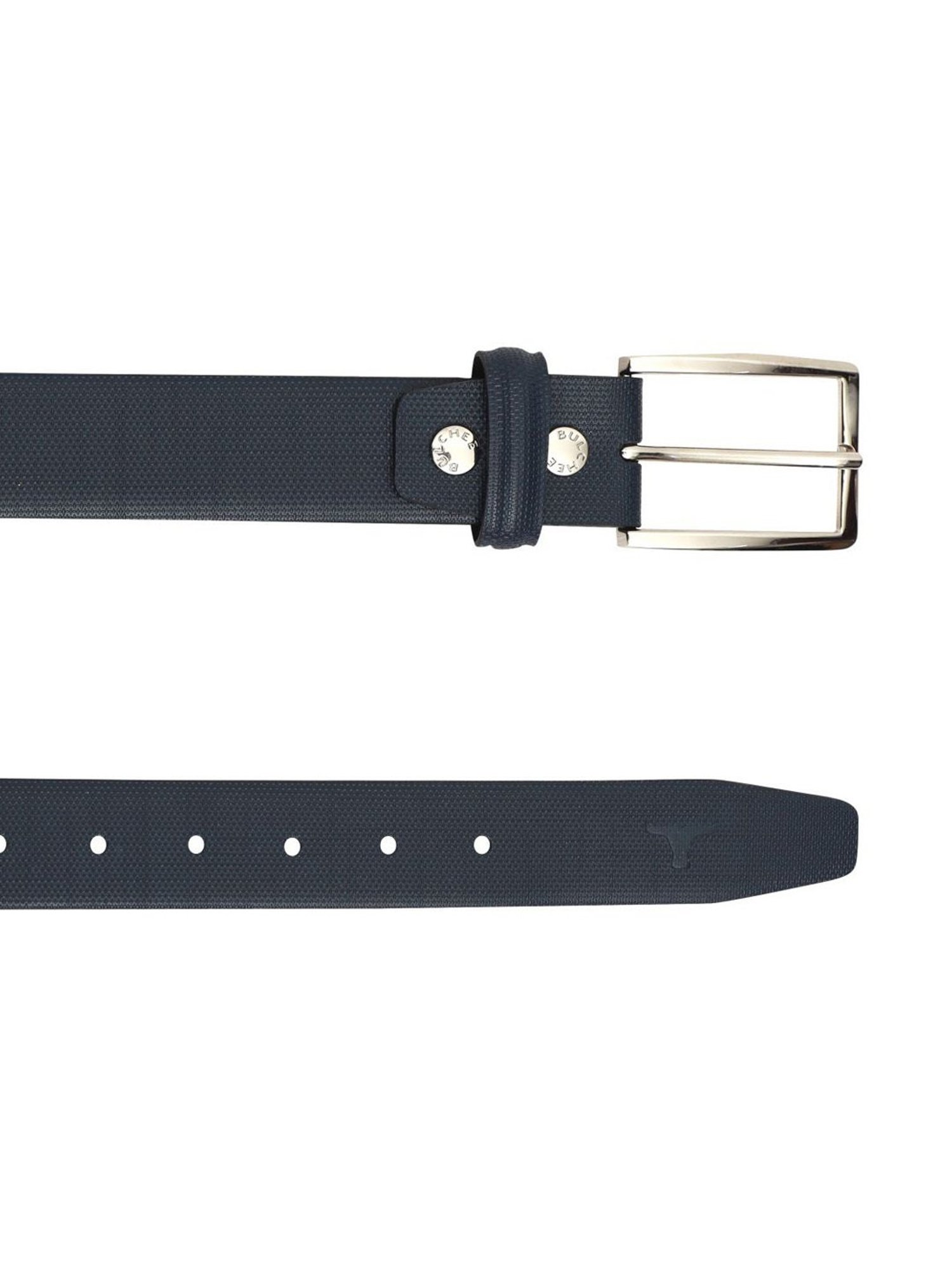 Bulchee Blue Leather Textured Waist Belt