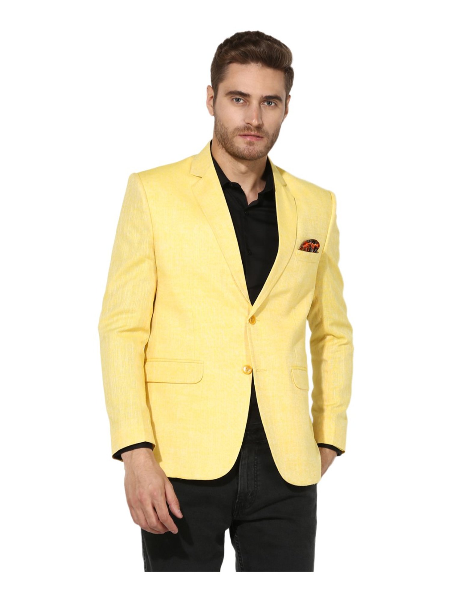 Hang up Yellow Linen Regular Fit Blazer