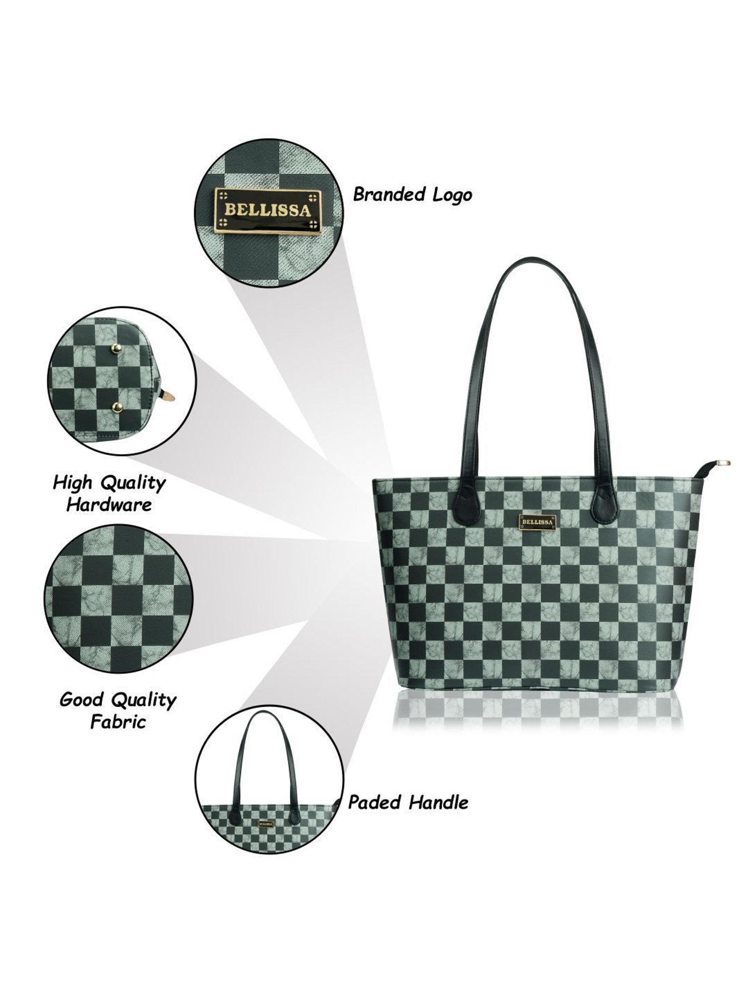 Bellissa Green Checks Medium Mini Box Shoulder Handbag