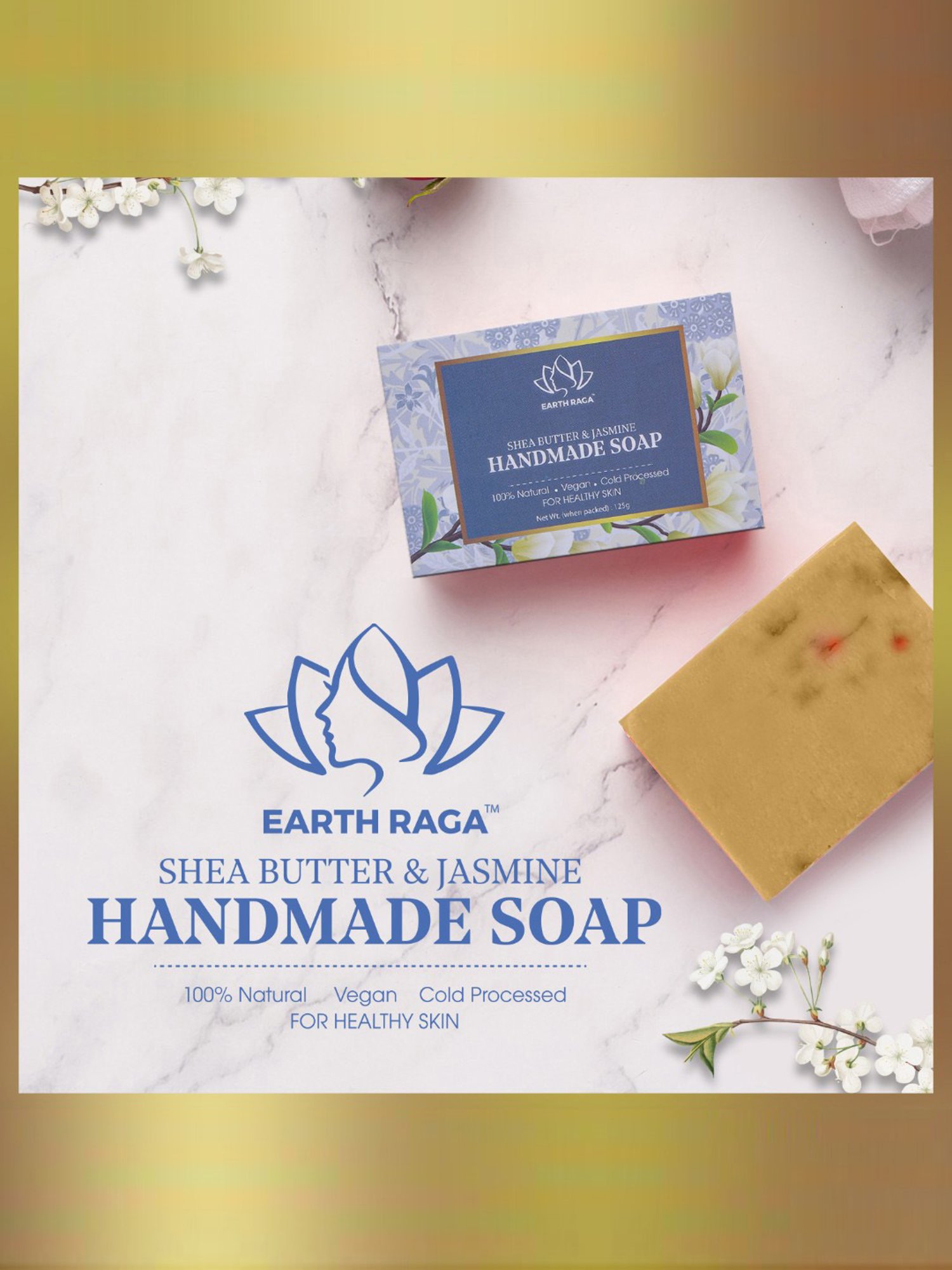 Earthraga Shea Butter & Jasmine Handmade Soap - 125 gm