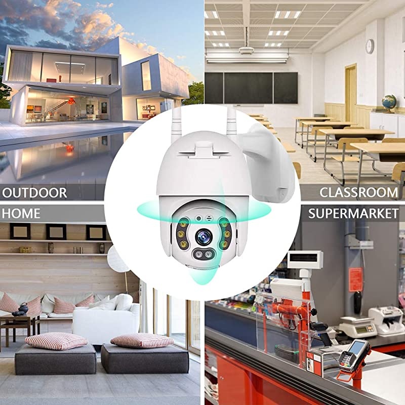 WiFi Security Camera System Wireless 1080P PTZ IP Dome Camera WaterproofOutdoor Night VisionTwo Way AudioMotion DetectionAlarm Remote Intelligent Support Micro SD Card
