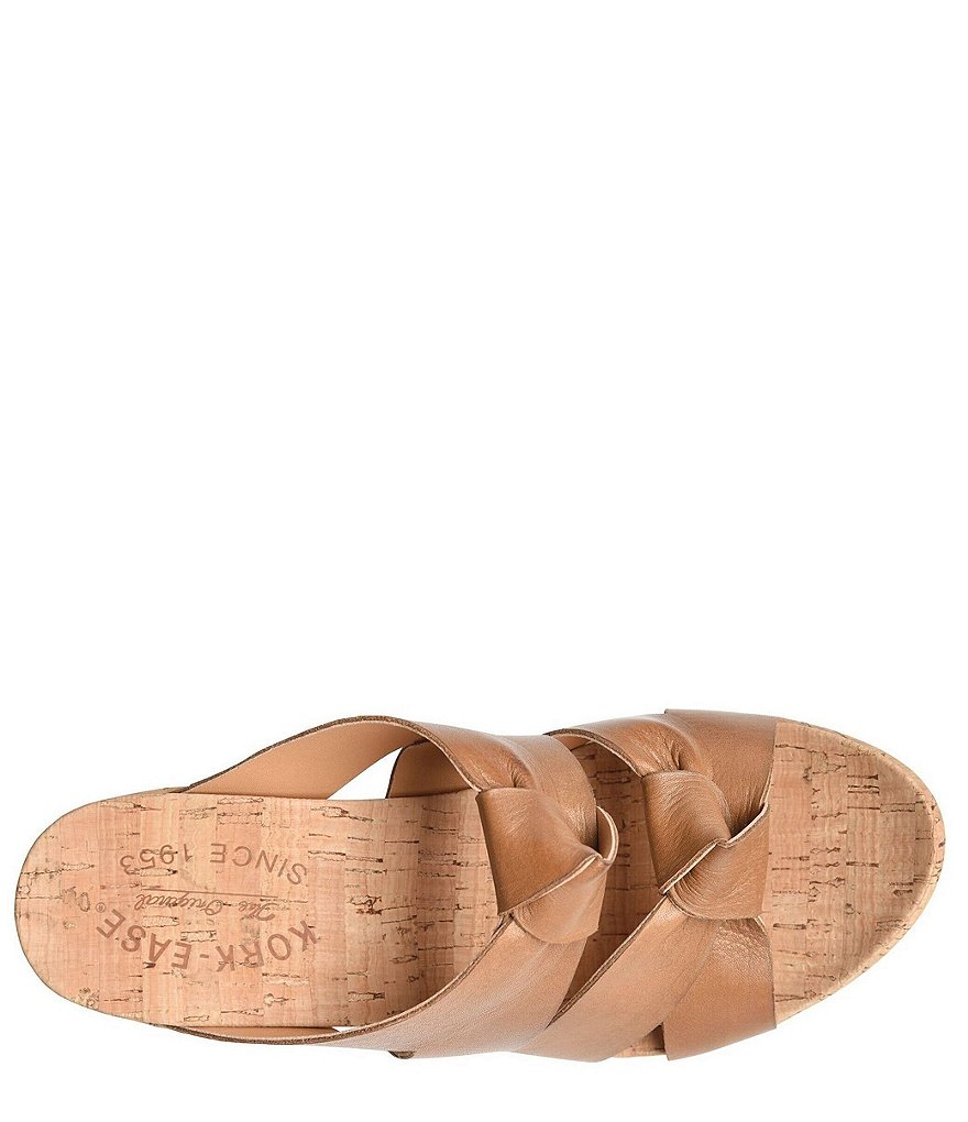 Kork-Ease Sammi Leather Knot Cork Platform Wedge Slide Sandals