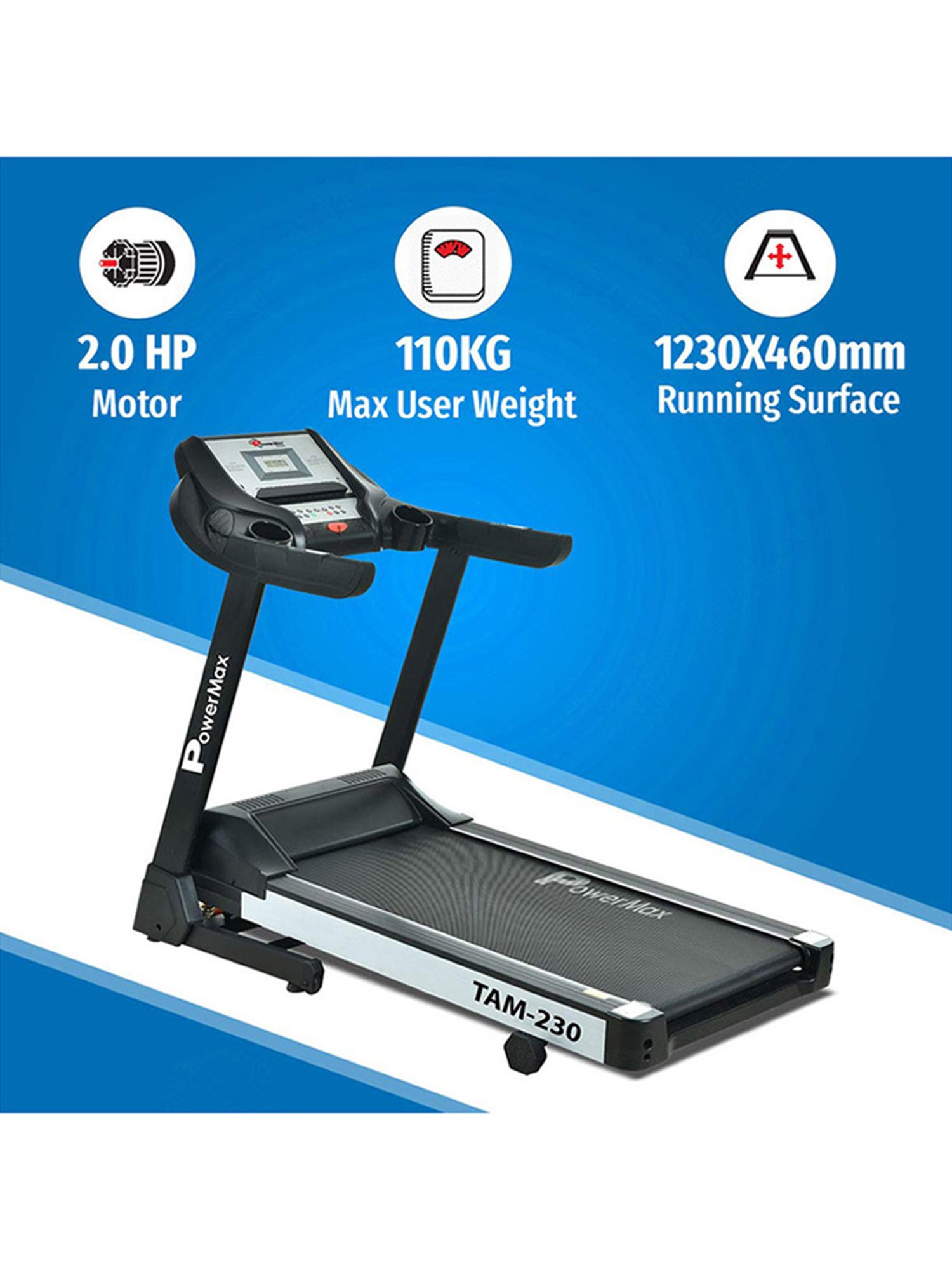PowerMax Fitness TAM-230 4HP Treadmill (Black)
