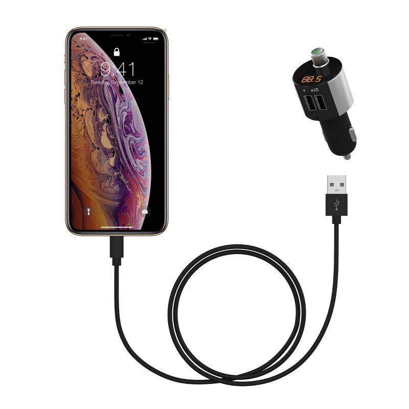 Just Wireless Wireless Bluetooth FM Transmitter with 3.4A/17W 2-Port USB Car Charger  - Black