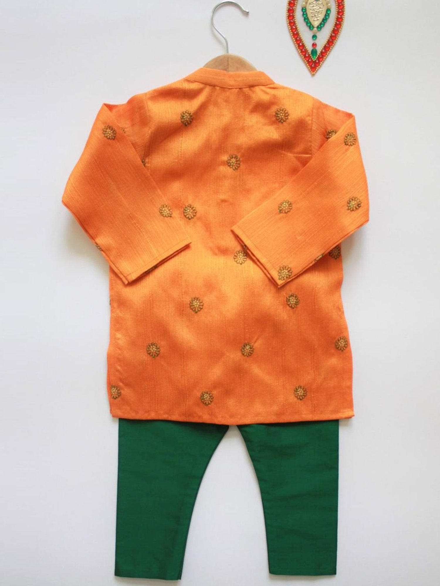 Many Frocks Kids Mustard Embellished Kurta Set