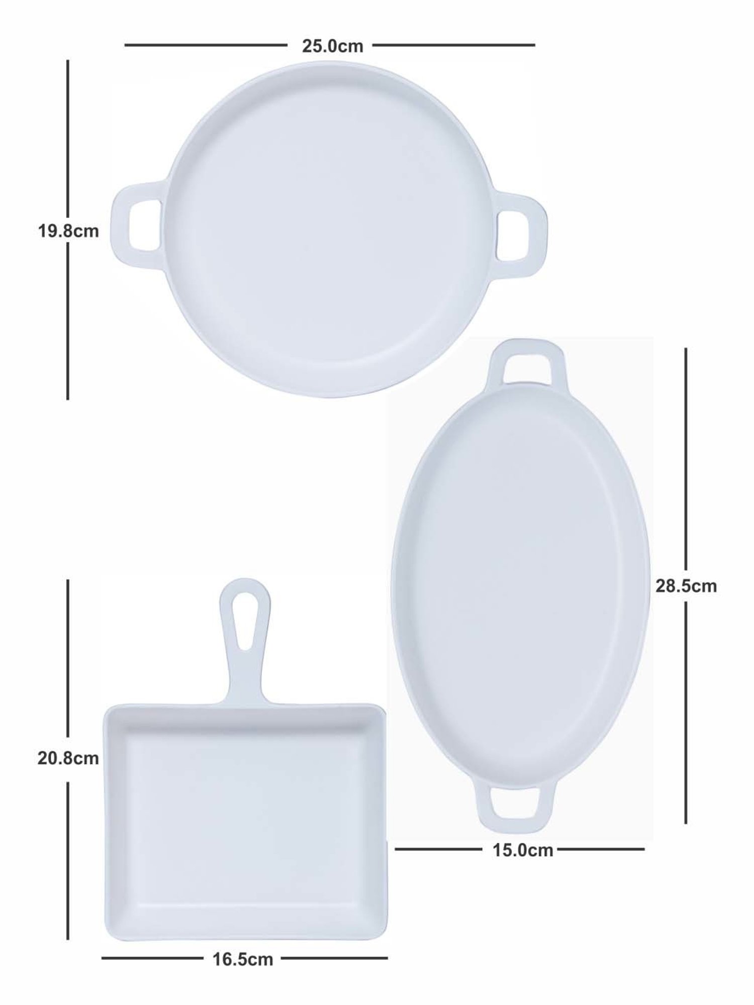 Servewell Servo White Melamine 3 Serving Platters With Handle