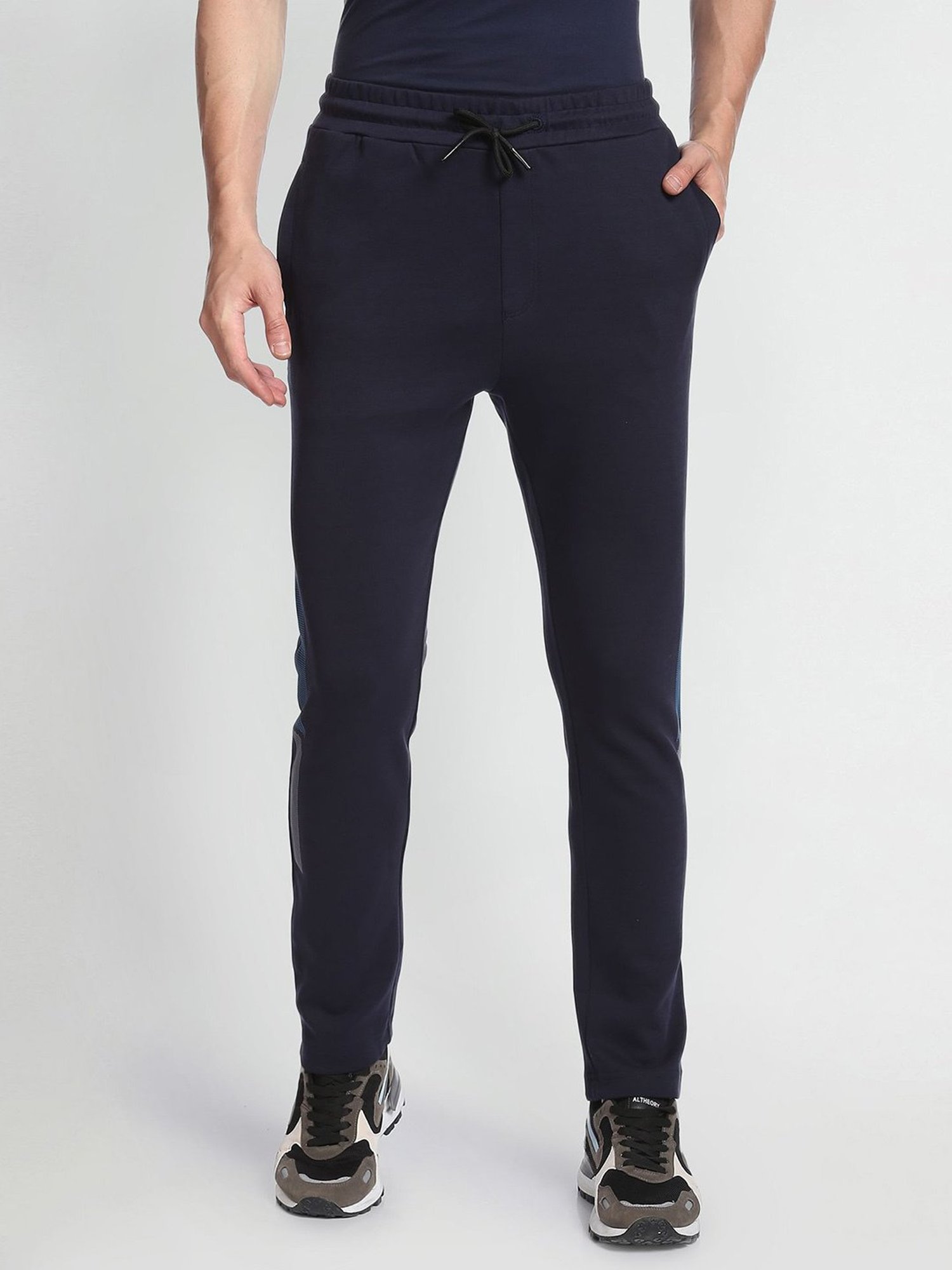Arrow New York Navy Regular Fit Printed Trackpants