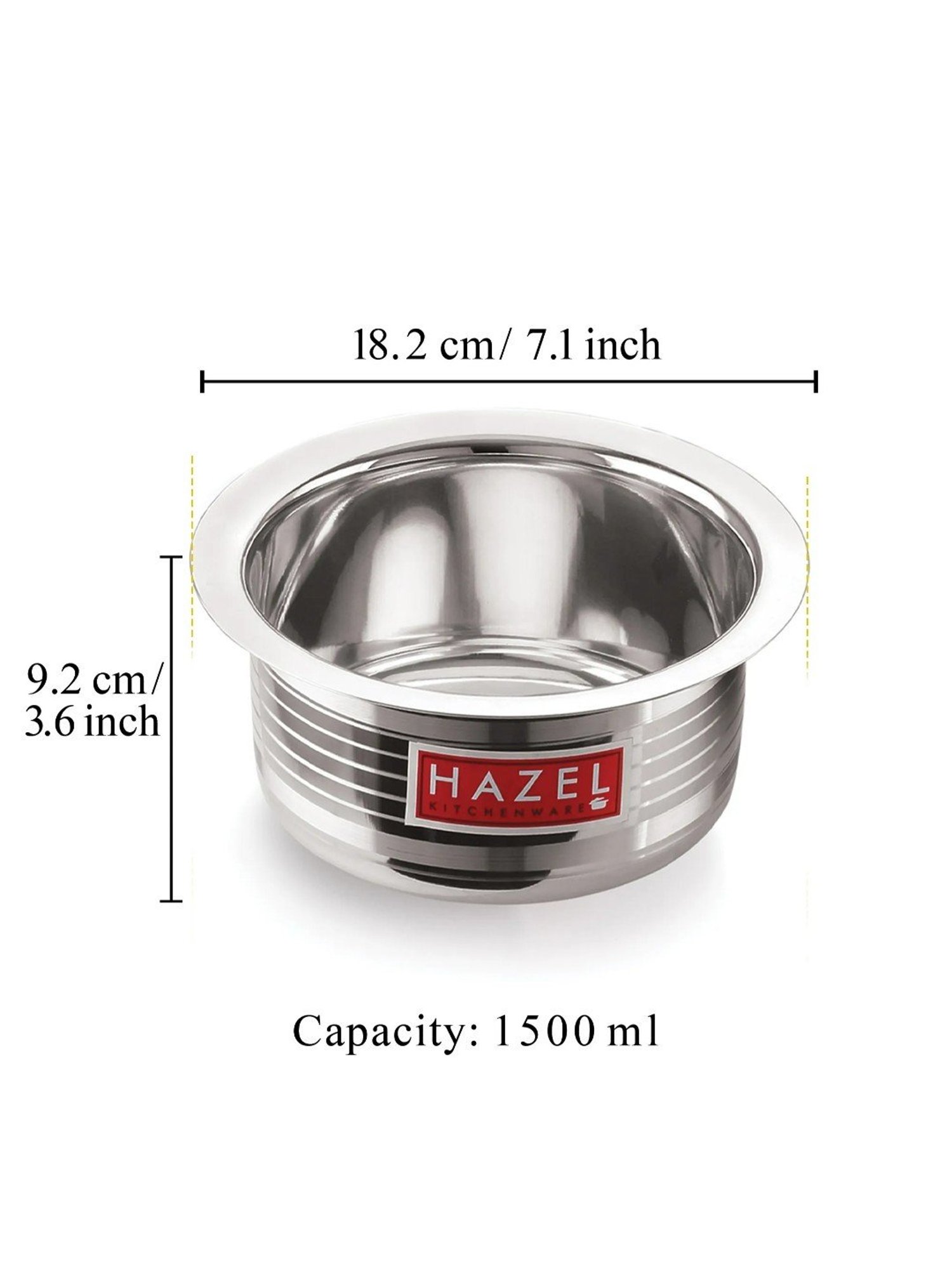HAZEL Silver Stainless Steel 18.2 cm Non-Induction Boiling Tope(1.5 L)