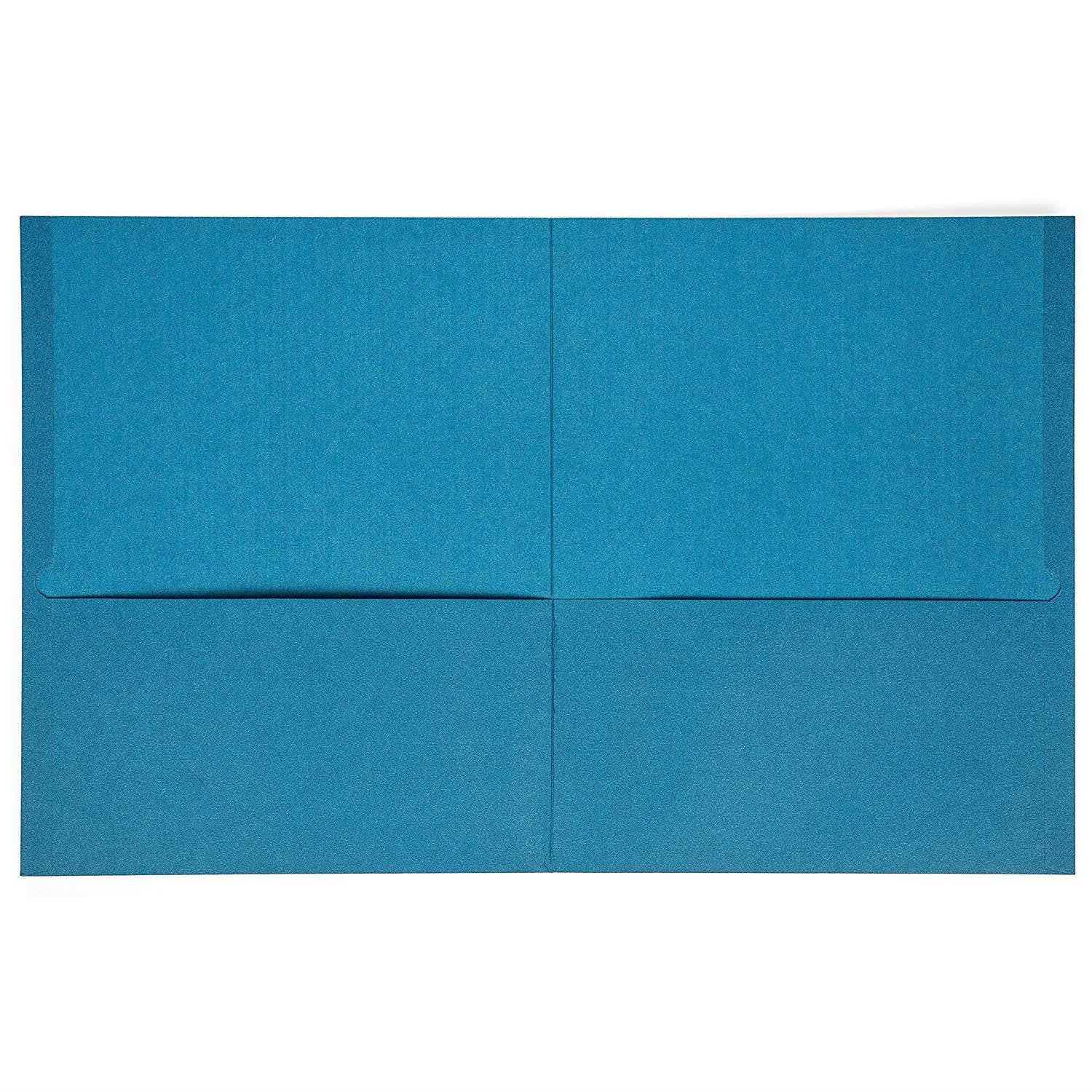 Blue Summit Supplies 25 Two Pocket Folders, Designed for Office and Classroom Use, Light Blue, 25 PACK Colored 2 Pocket Folders