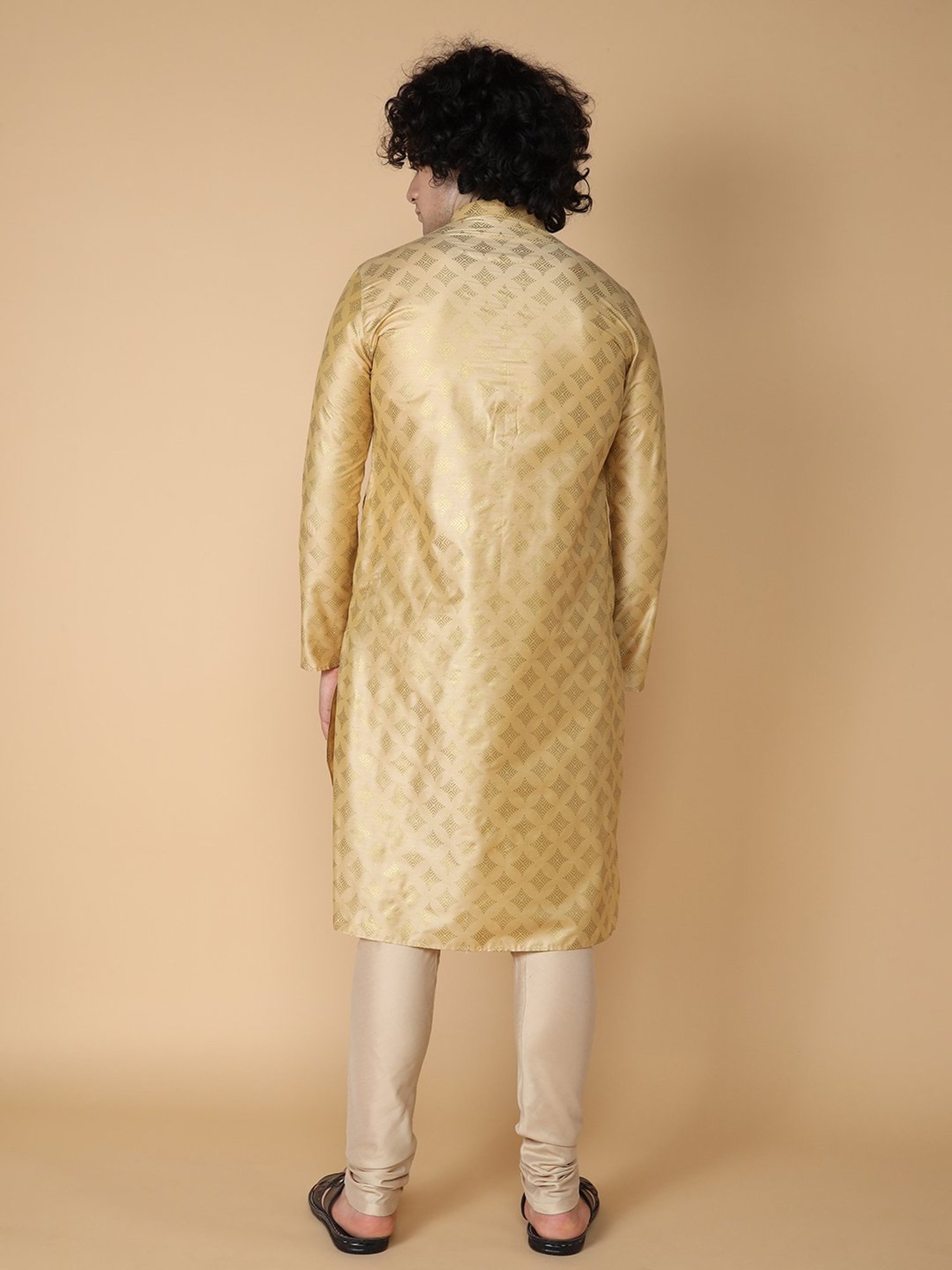 TABARD Beige Regular Fit Printed Kurta & Pyjamas Set