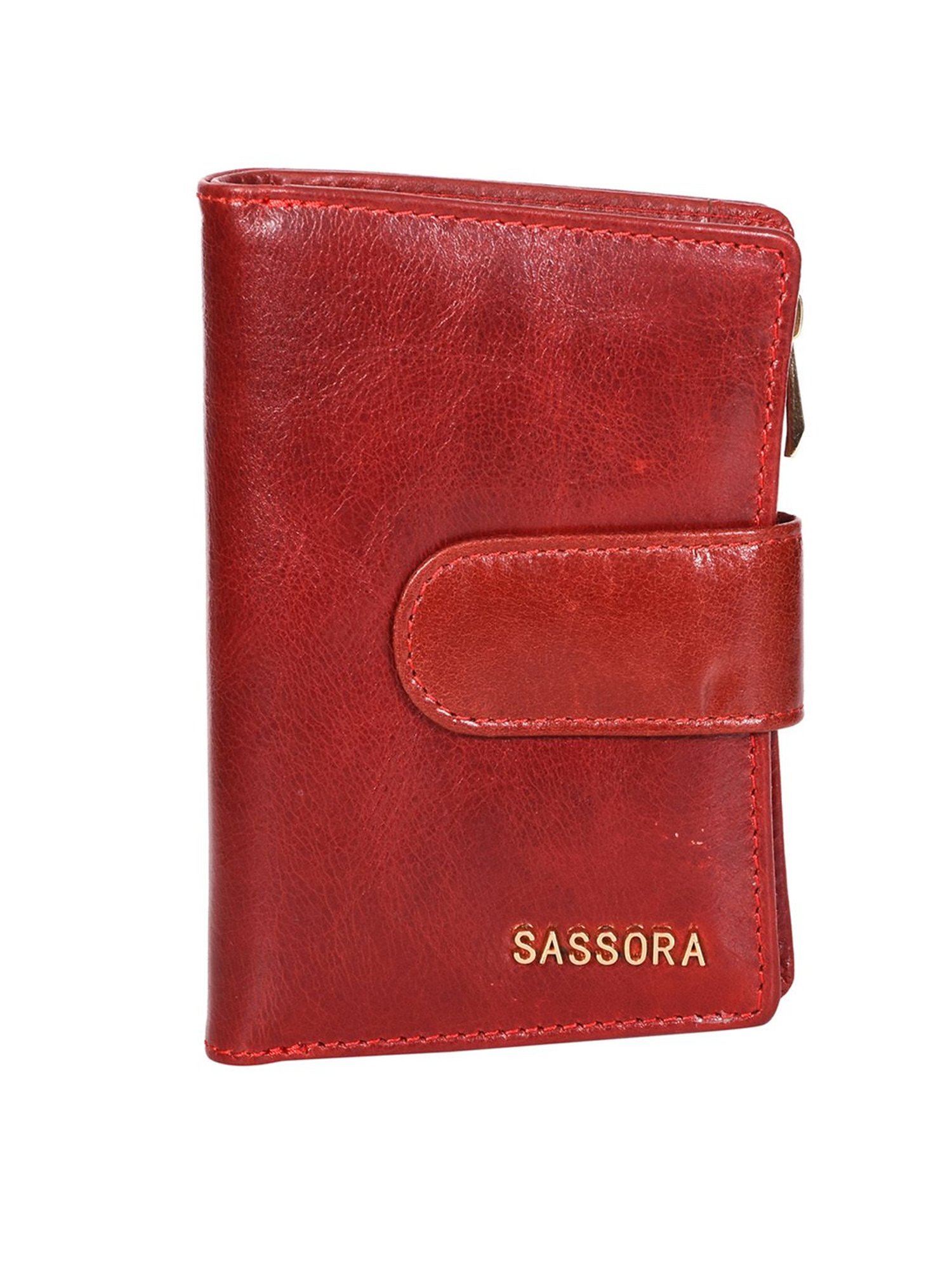 SASSORA Red Solid Rfid Bi-Fold Wallet for Women