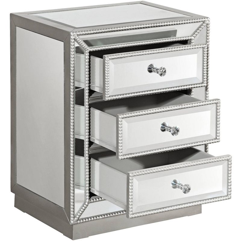 Coast to Coast Trevi 20" Wide 3-Drawer Silver Mirrored Accent Table