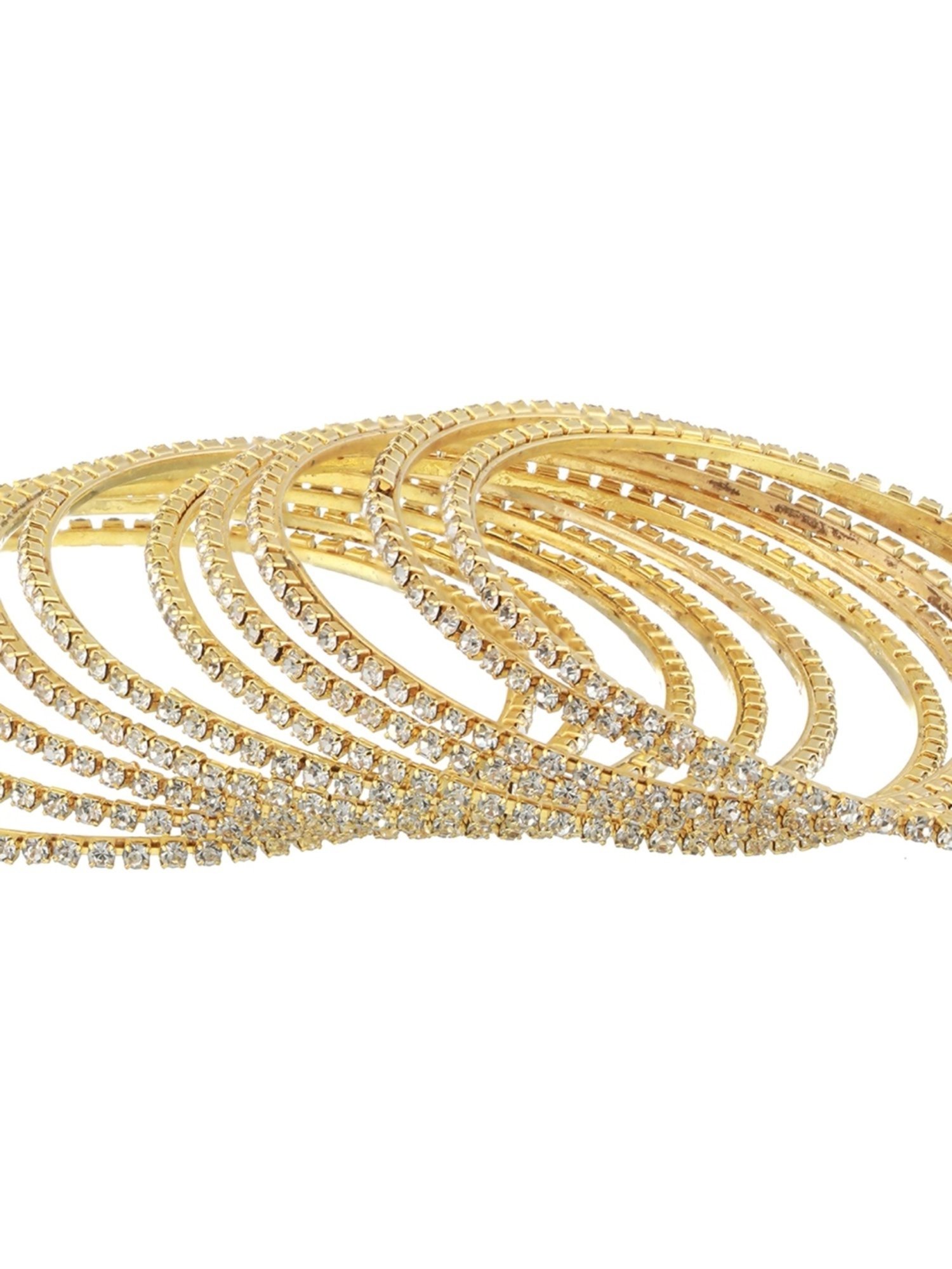 Aatmana Gold-Plated & CZ Studded Bangles for Women (Set of 12) - 2.8