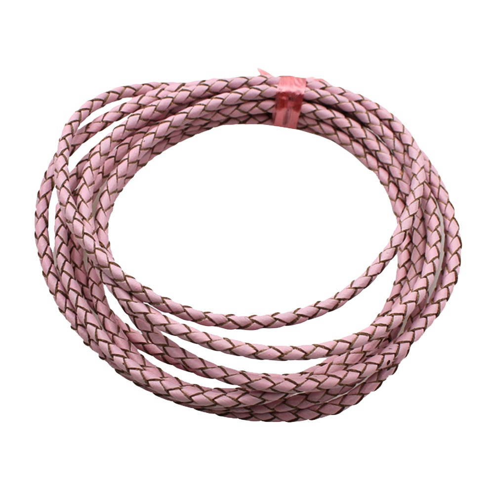 3MM Bracelet Making Cord Round Genuine Braided Leather Rope for Bracelets Jewelry Making DIY Handicrafts 2 Meters (Yellow)