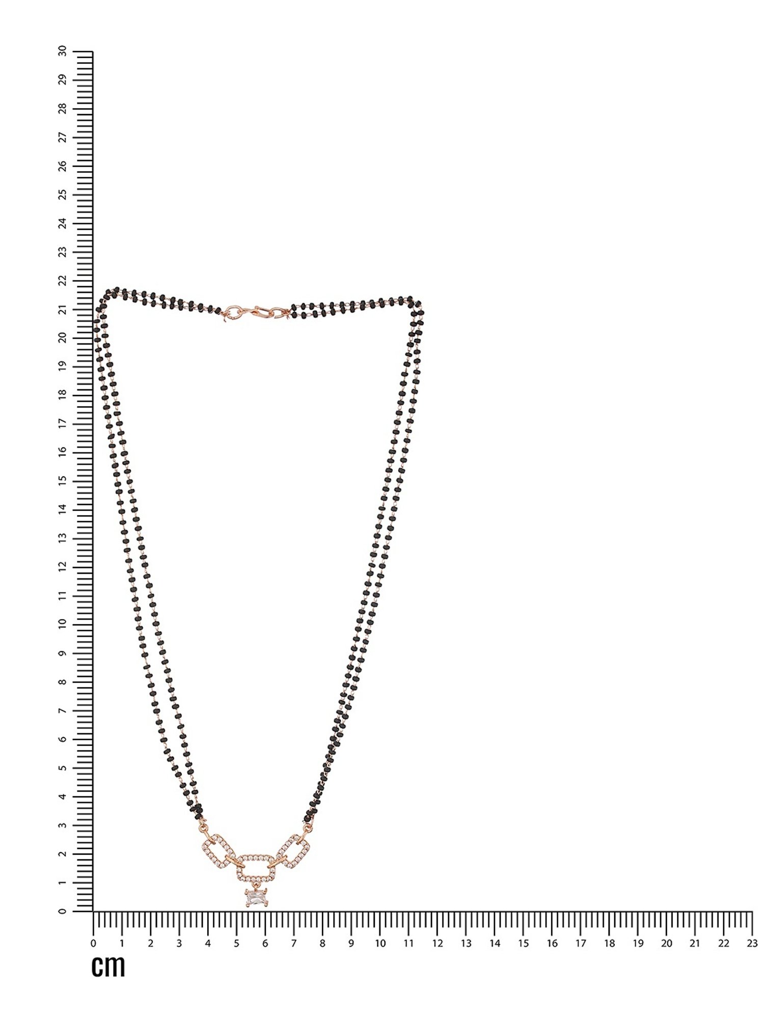 Aatmana Rose Gold-Plated & White CZ Stone-Studded Mangalsutra