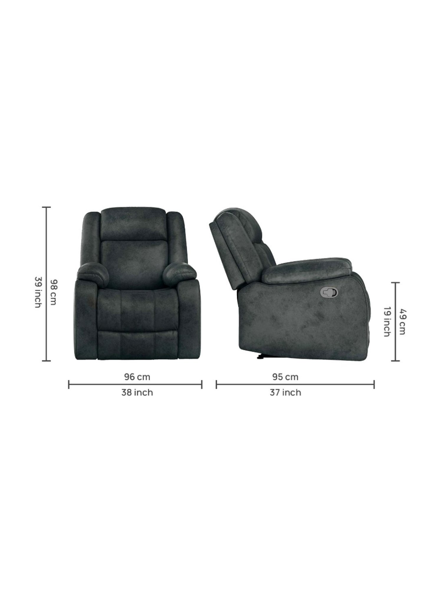 Duroflex Avalon Midnight Blue Wood Single Seater Recliner